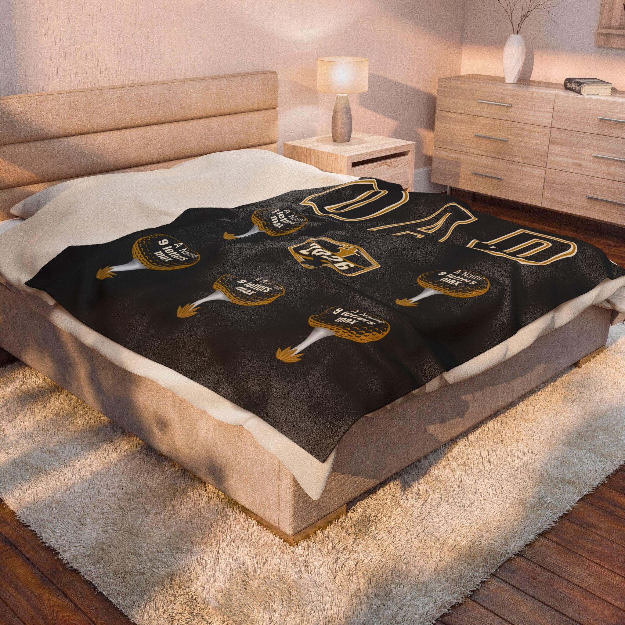 Dad 2026 Golf Personalized Velveteen Plush Blanket — Custom Names (up to 9 letters)