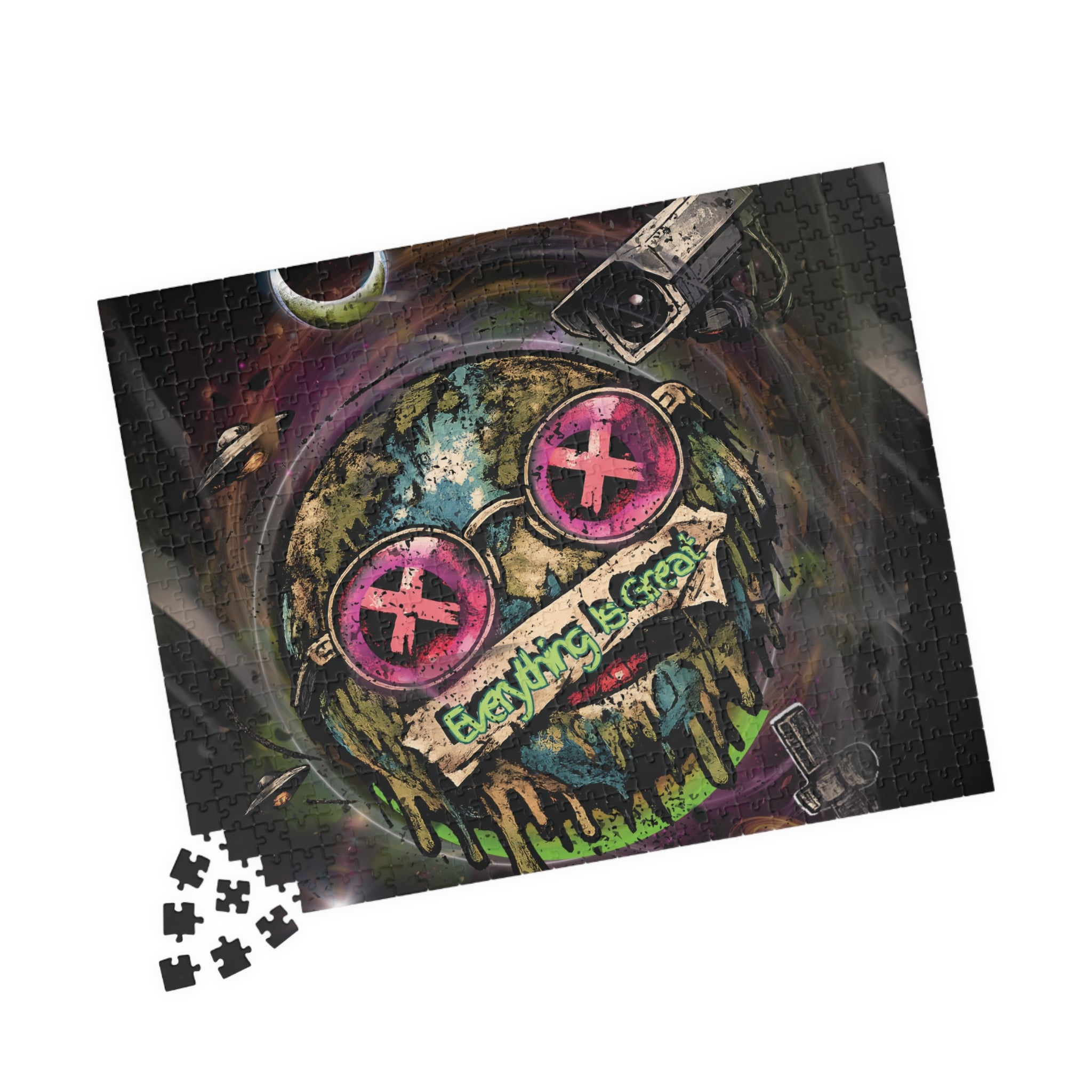 Dark Humor Earth Puzzle – Everything Is Great | Sarcastic Apocalypse Artwork Jigsaw Puzzle | Everything Is Great Earth Puzzle | Dark Humor Jigsaw Puzzle | Cynical Apocalypse Art Puzzle | Sarcastic...