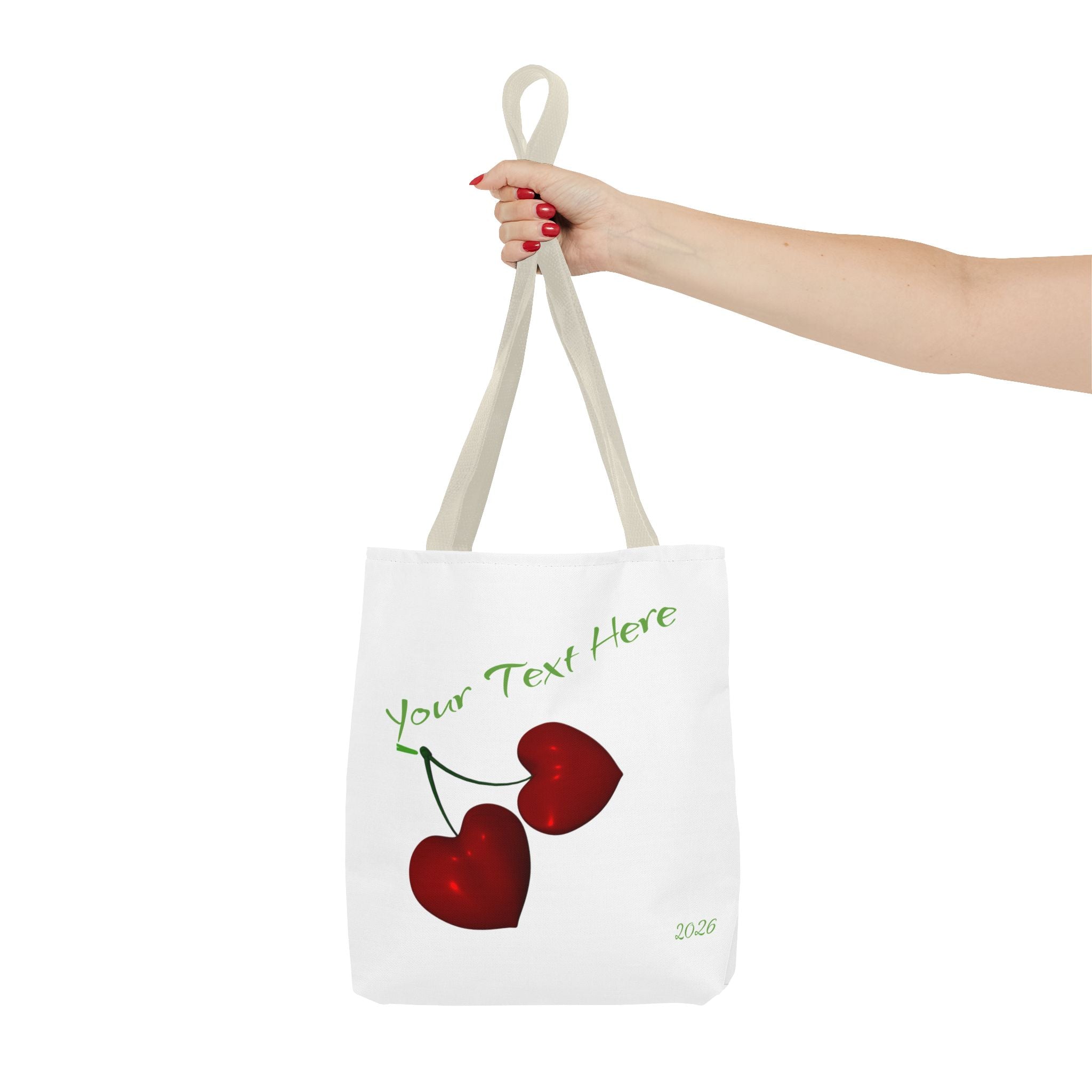 Cherry Hearts Name Tote Bag | Personalized Script _ Name | SanctuaryEssentials