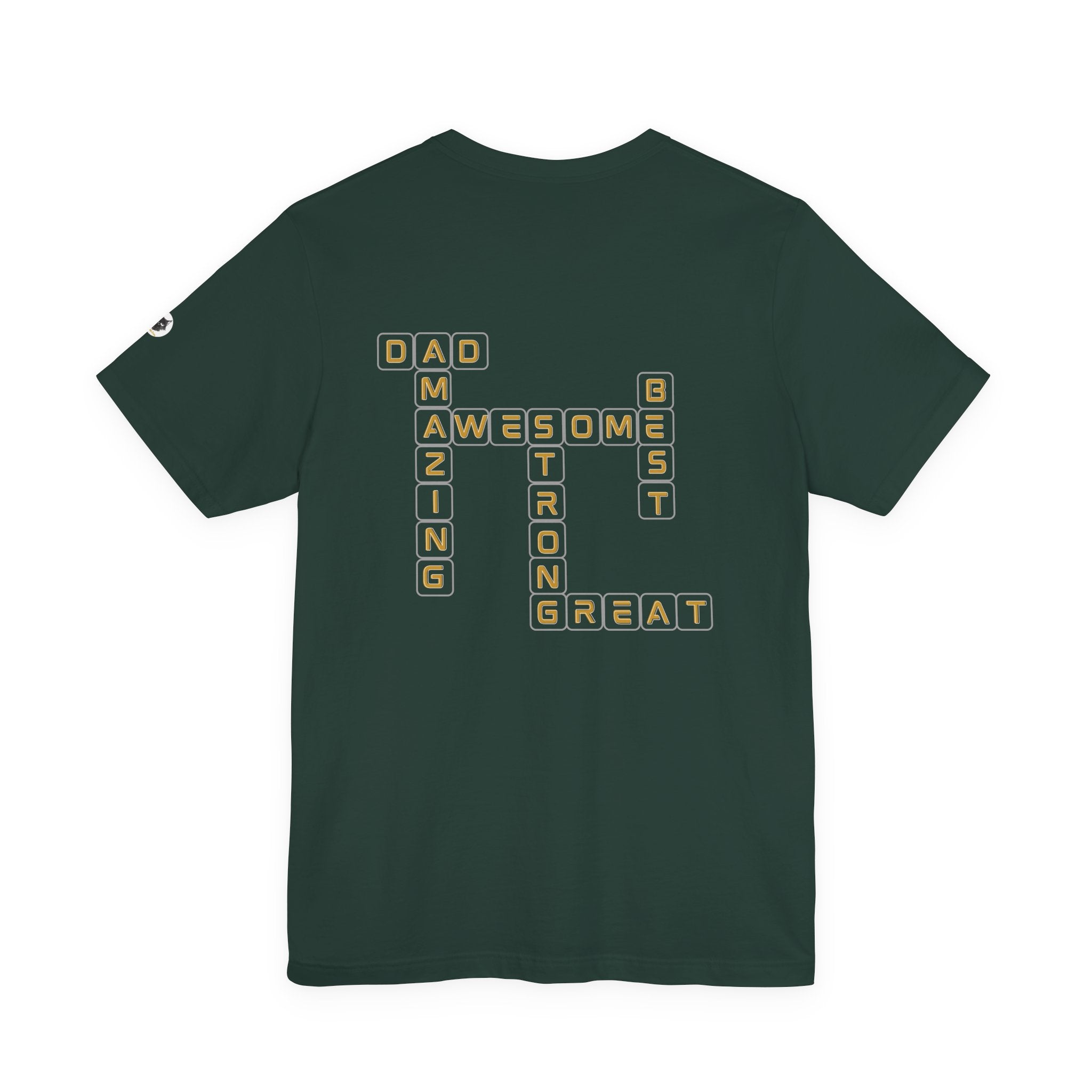 Dad 2026 Crossword T‑Shirt — "No.1 Dad" Gold Badge Father’s Day Tee | Dad Crossword Puzzle T-Shirt | Father's Day Double Sided Graphic Tee | No 1 Dad Shirt Gift for Men