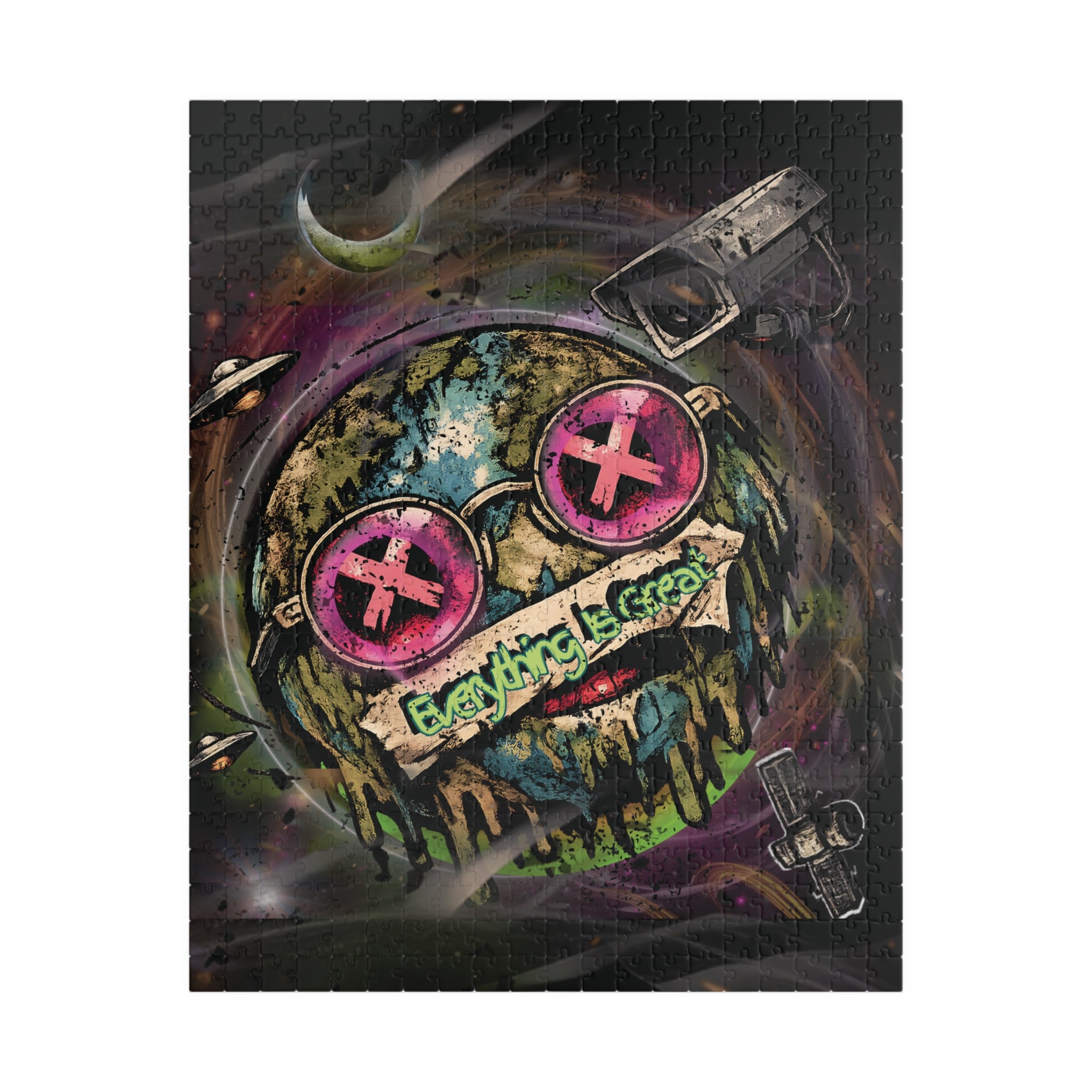 Dark Humor Earth Puzzle – Everything Is Great | Sarcastic Apocalypse Artwork Jigsaw Puzzle | Everything Is Great Earth Puzzle | Dark Humor Jigsaw Puzzle | Cynical Apocalypse Art Puzzle | Sarcastic...