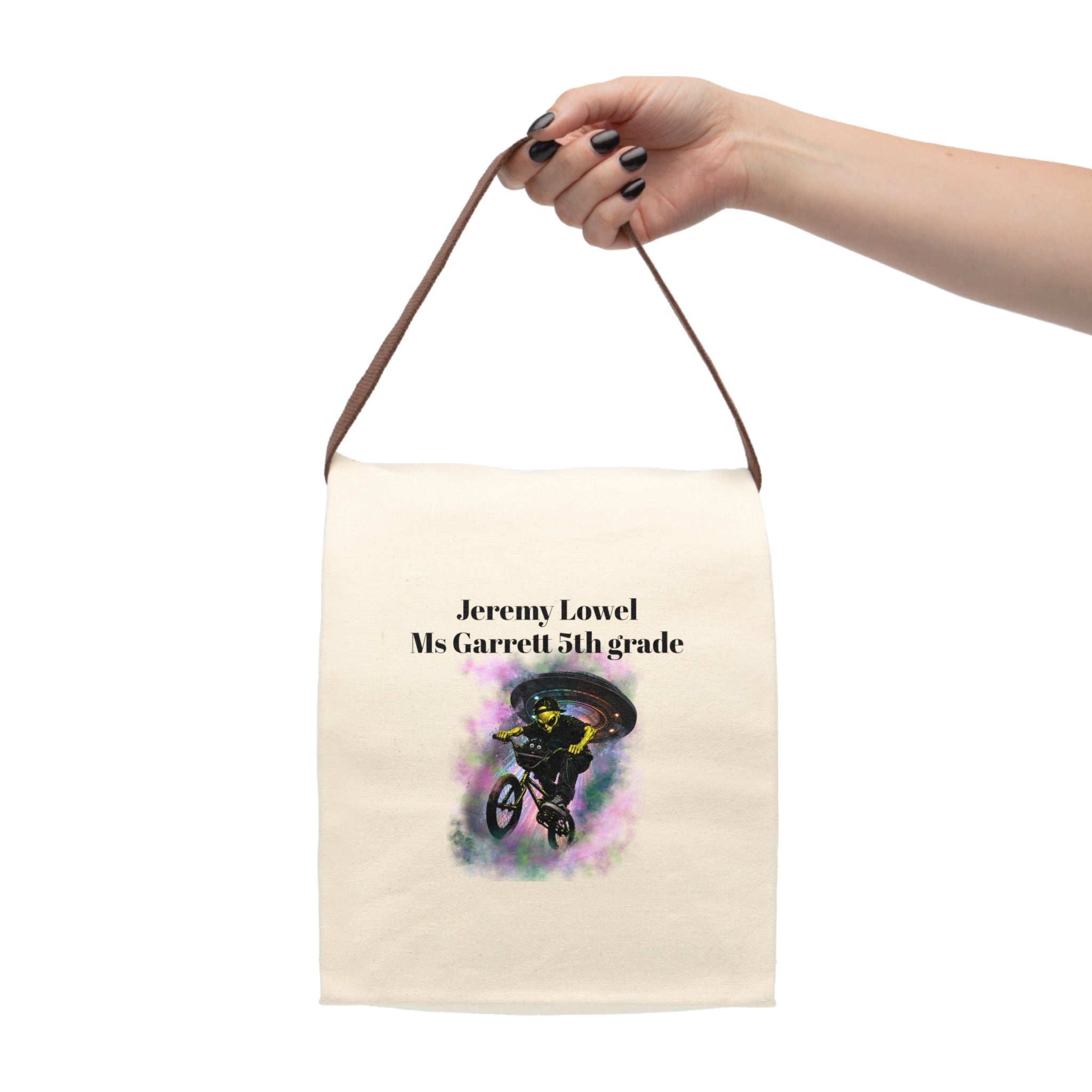 Jinx & Nova Adventure Lunch Bag | Personalized Kids BMX Alien & Cat Lunch Box | Custom School Lunch Tote
