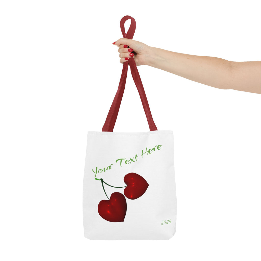 Cherry Hearts Name Tote Bag | Personalized Script _ Name | SanctuaryEssentials