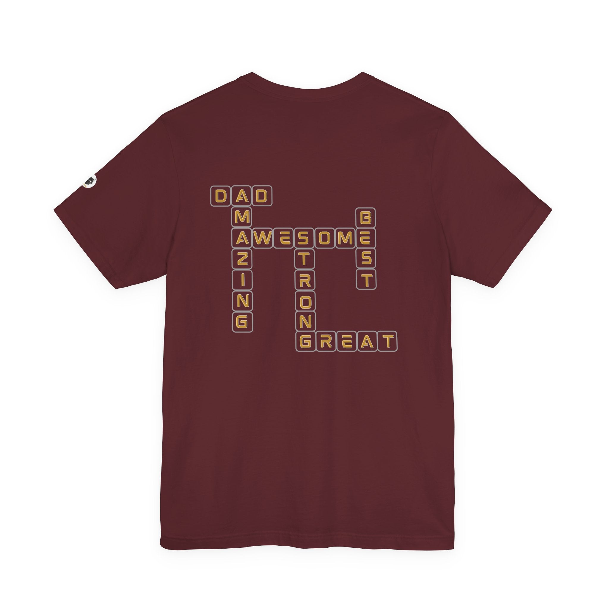 Dad 2026 Crossword T‑Shirt — "No.1 Dad" Gold Badge Father’s Day Tee | Dad Crossword Puzzle T-Shirt | Father's Day Double Sided Graphic Tee | No 1 Dad Shirt Gift for Men