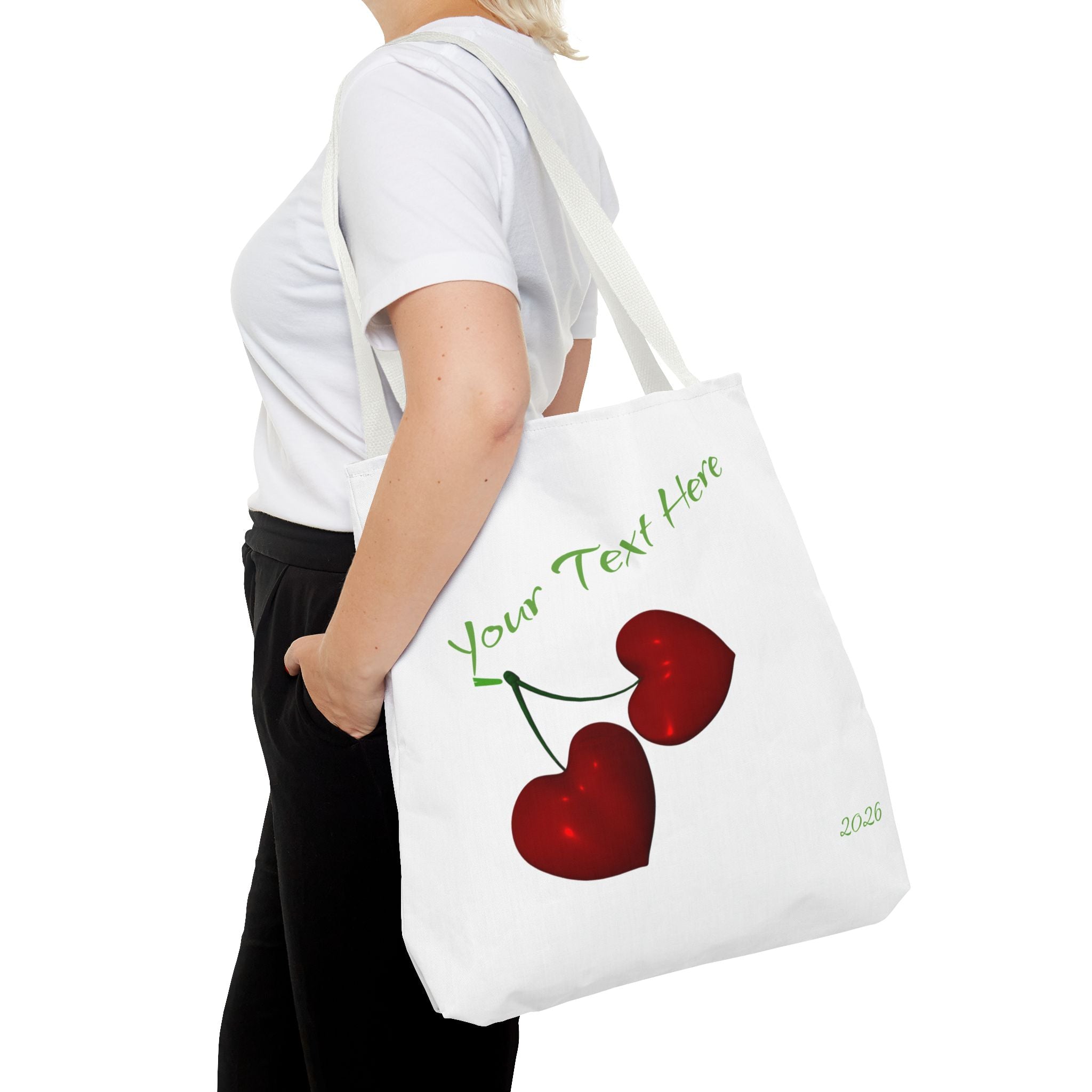 Cherry Hearts Name Tote Bag | Personalized Script _ Name | SanctuaryEssentials