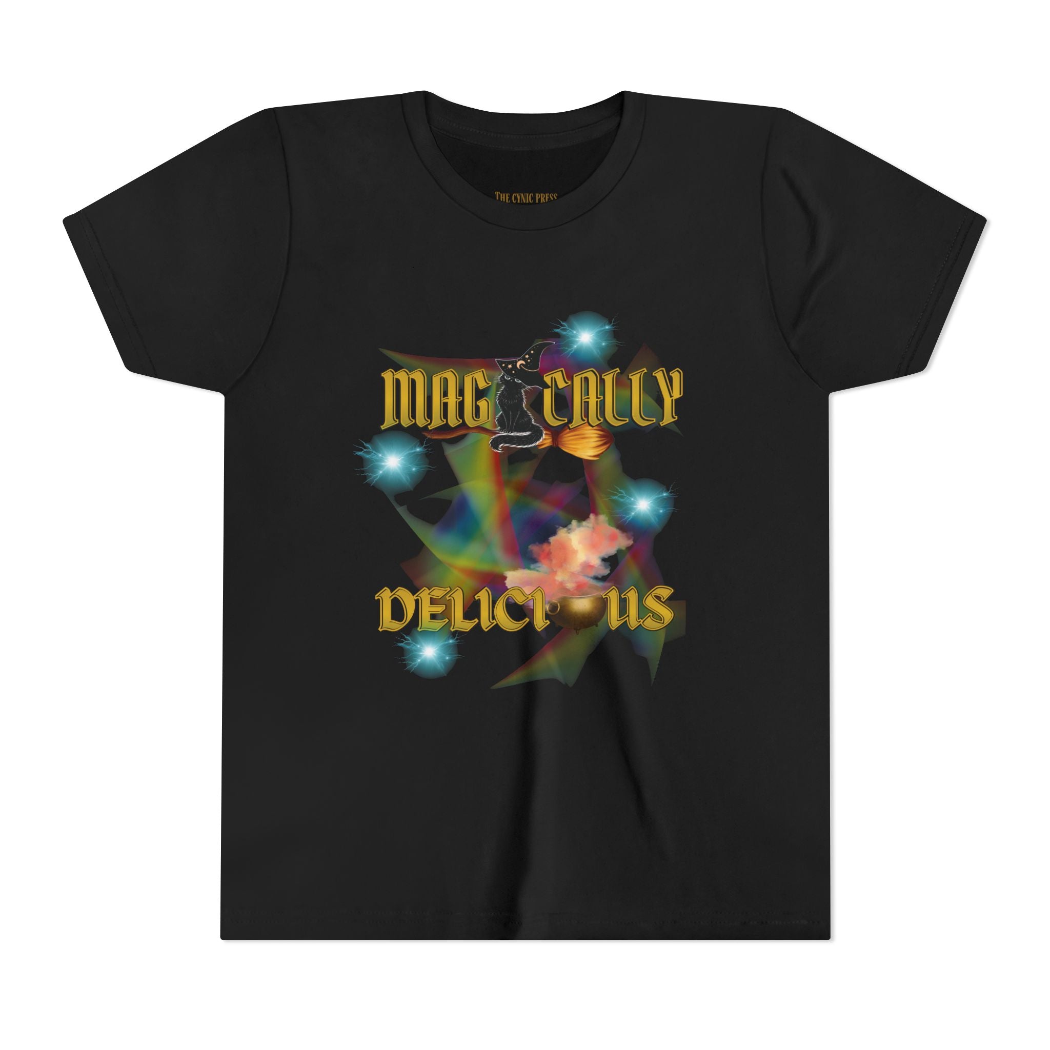 Magically Delicious Wizard Cat – Wizard Cat Glow Tee   - Wizard Cat Spell Bowl Tee – Fantasy Graphic