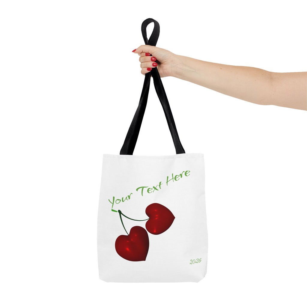 Cherry Hearts Name Tote Bag | Personalized Script _ Name | SanctuaryEssentials