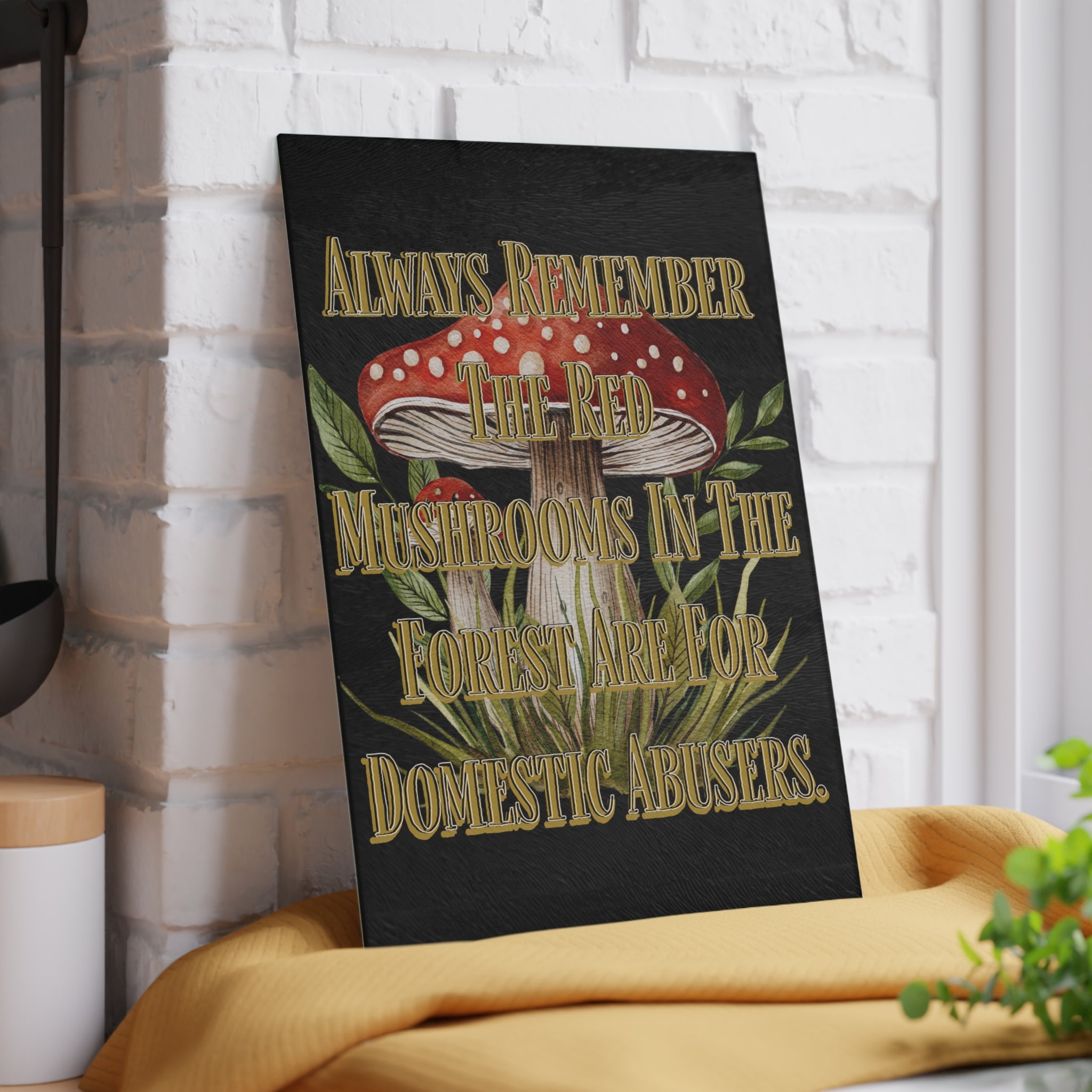 Glass Cutting Board | Mushroom Kitchen Decor | Gothic Cottagecore Gift | Toadstool Illustration | Kitchen Quotes