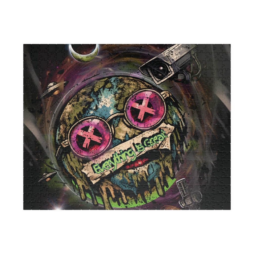 Dark Humor Earth Puzzle – Everything Is Great | Sarcastic Apocalypse Artwork Jigsaw Puzzle | Everything Is Great Earth Puzzle | Dark Humor Jigsaw Puzzle | Cynical Apocalypse Art Puzzle | Sarcastic...