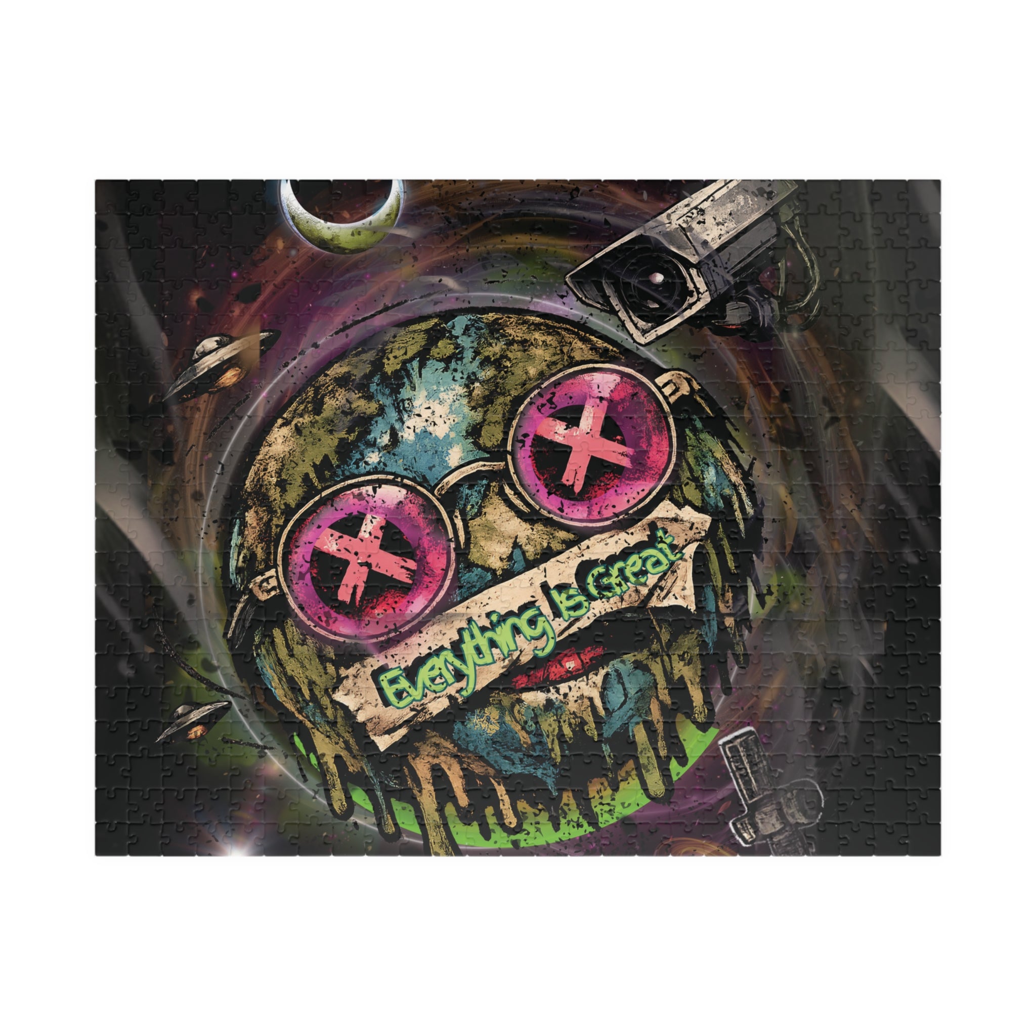 Dark Humor Earth Puzzle – Everything Is Great | Sarcastic Apocalypse Artwork Jigsaw Puzzle | Everything Is Great Earth Puzzle | Dark Humor Jigsaw Puzzle | Cynical Apocalypse Art Puzzle | Sarcastic...