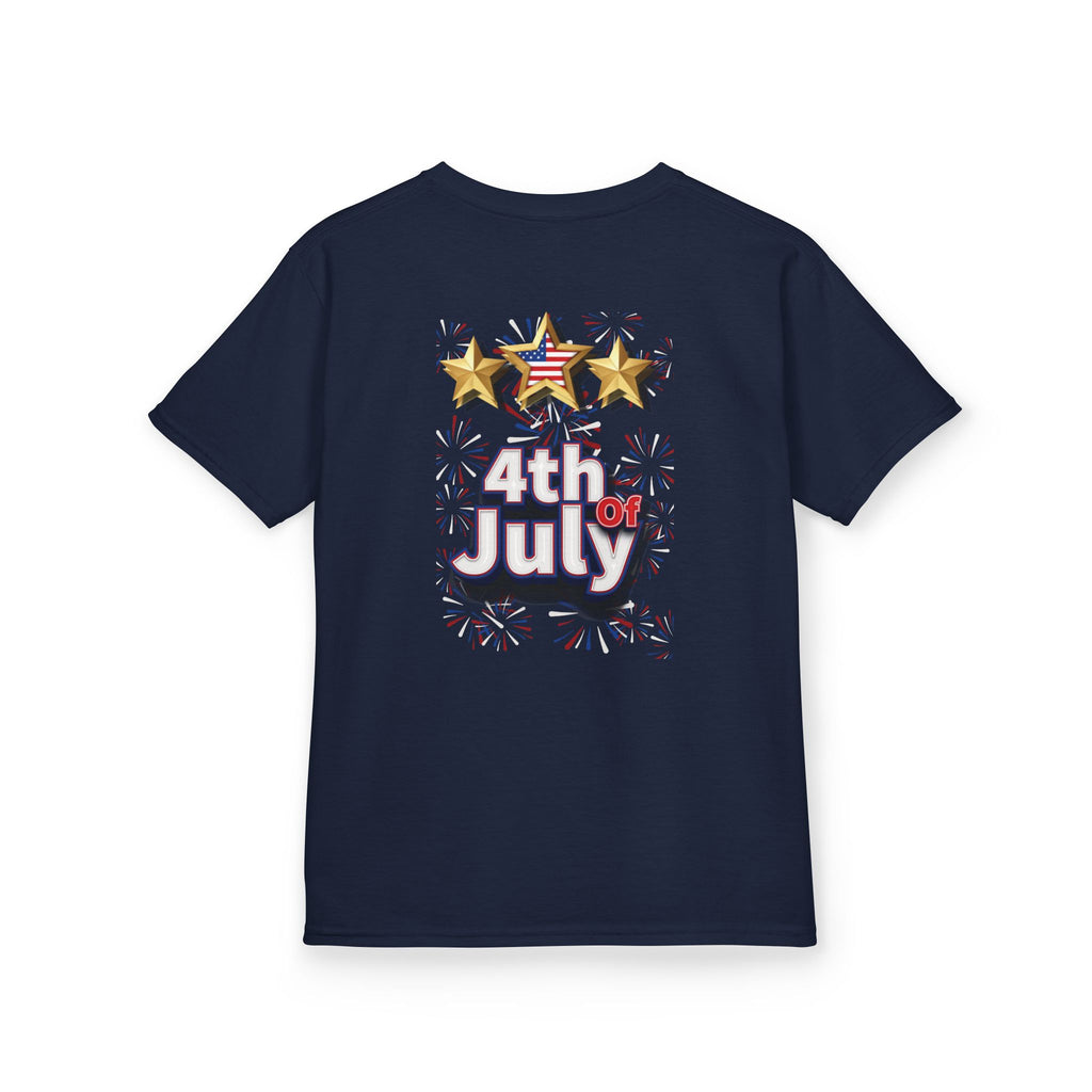 Kids 4th of July Shirt | Patriotic Fireworks & Stars Graphic Tee for Toddlers and Youth