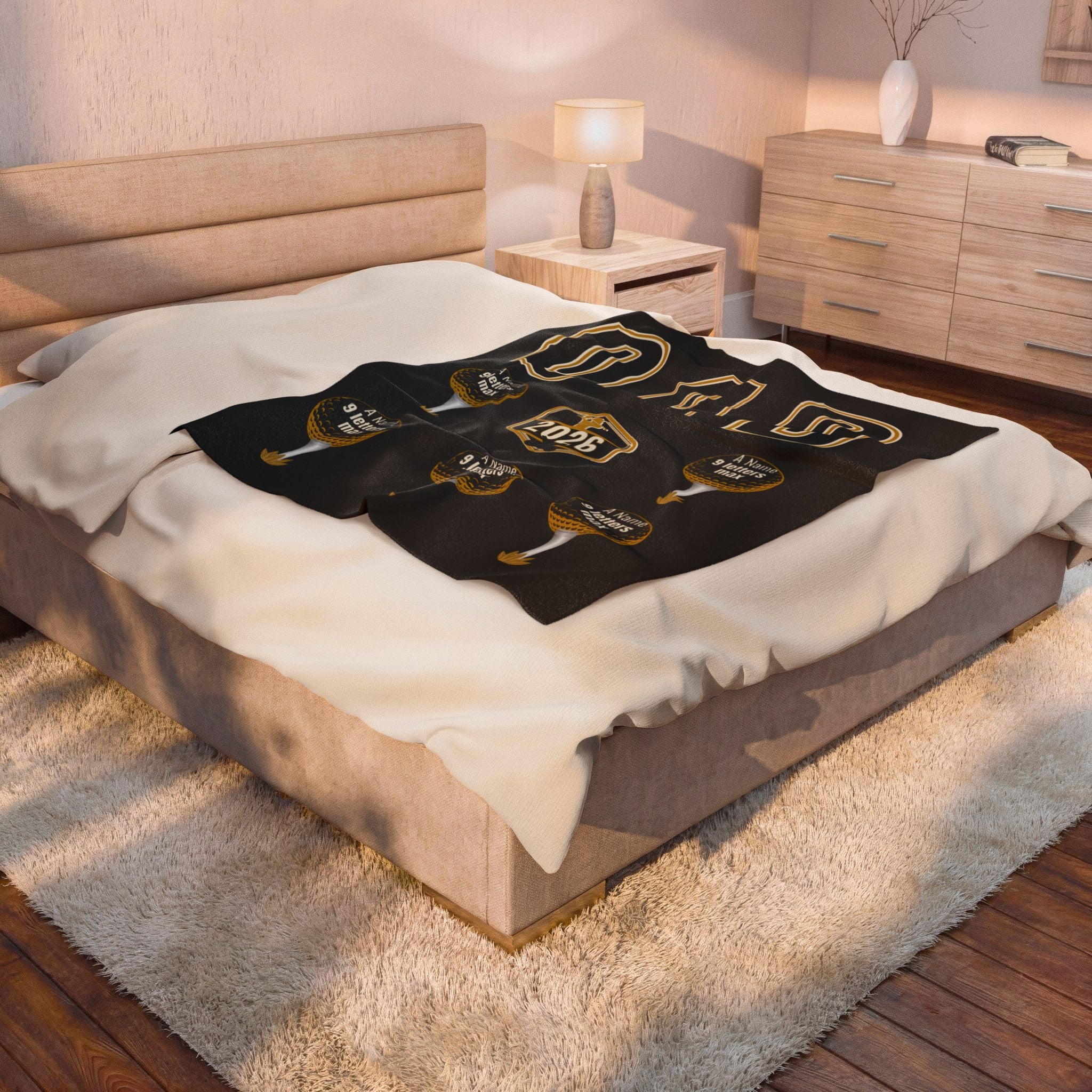 Dad 2026 Golf Personalized Velveteen Plush Blanket — Custom Names (up to 9 letters)