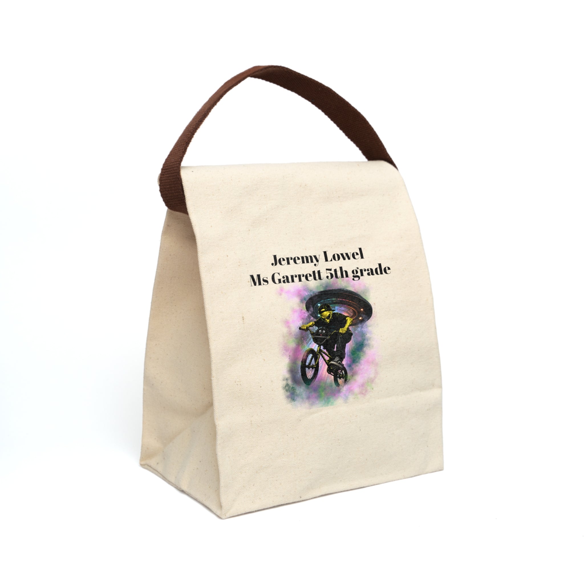 Jinx & Nova Adventure Lunch Bag | Personalized Kids BMX Alien & Cat Lunch Box | Custom School Lunch Tote