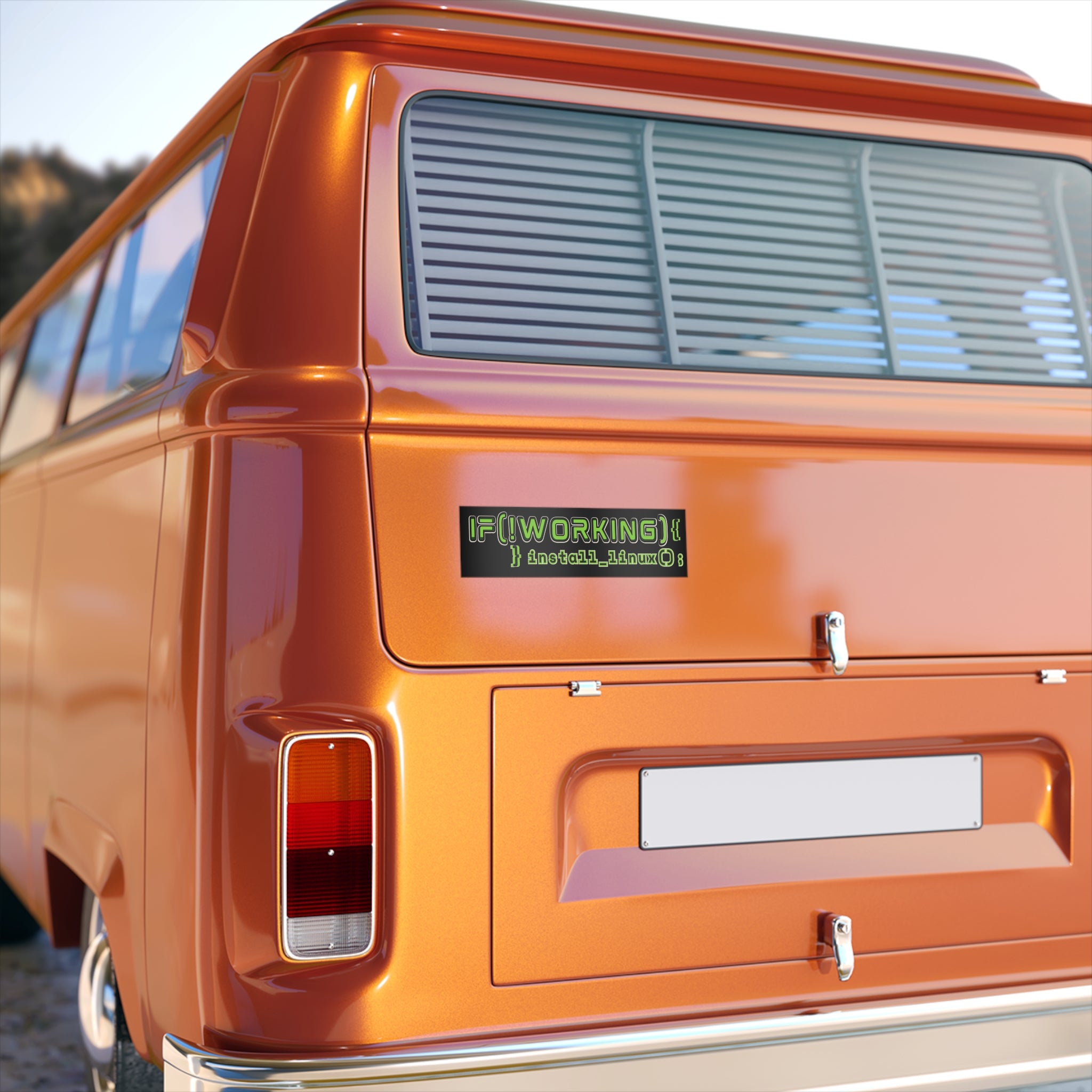 Bumper Sticker — IF(!WORKING){install_linux();} Programmer Humor Car Decal