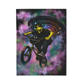 BMX Galaxy Velveteen Plush Blanket – Cosmic Extreme Sports Throw Blanket for Kids, Teens & BMX Riders