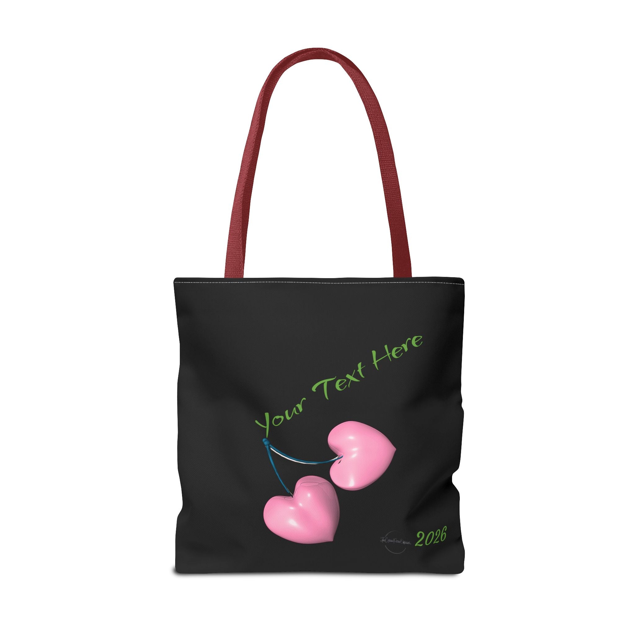 Pink Heart Cherries Tote Bag | Custom Text