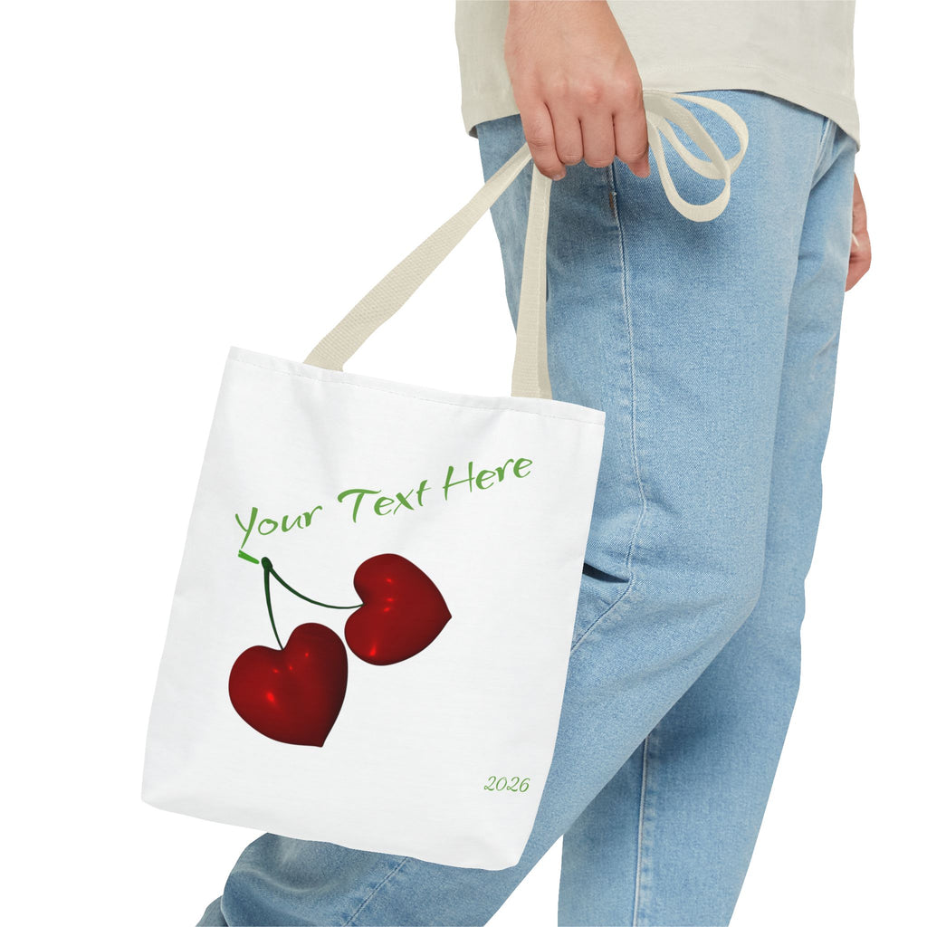 Cherry Hearts Name Tote Bag | Personalized Script _ Name | SanctuaryEssentials
