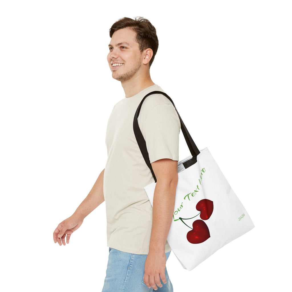 Cherry Hearts Name Tote Bag | Personalized Script _ Name | SanctuaryEssentials