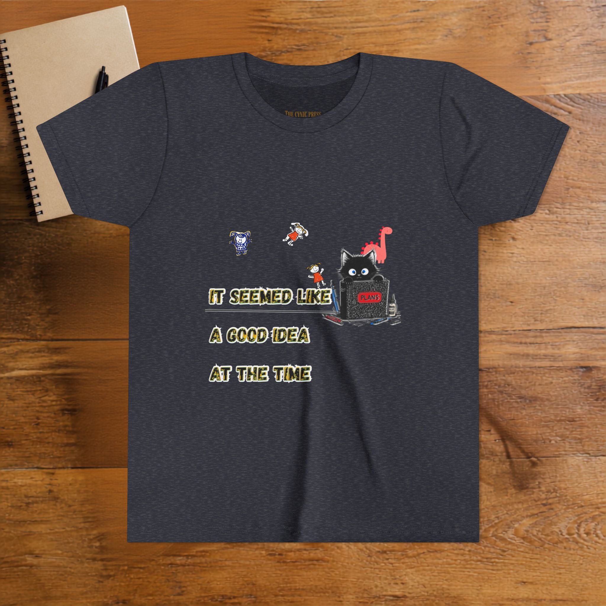 : It Seemed Like A Good Idea At The Time Black Cat Graphic Tee - Cynical Cute Unisex Crewneck