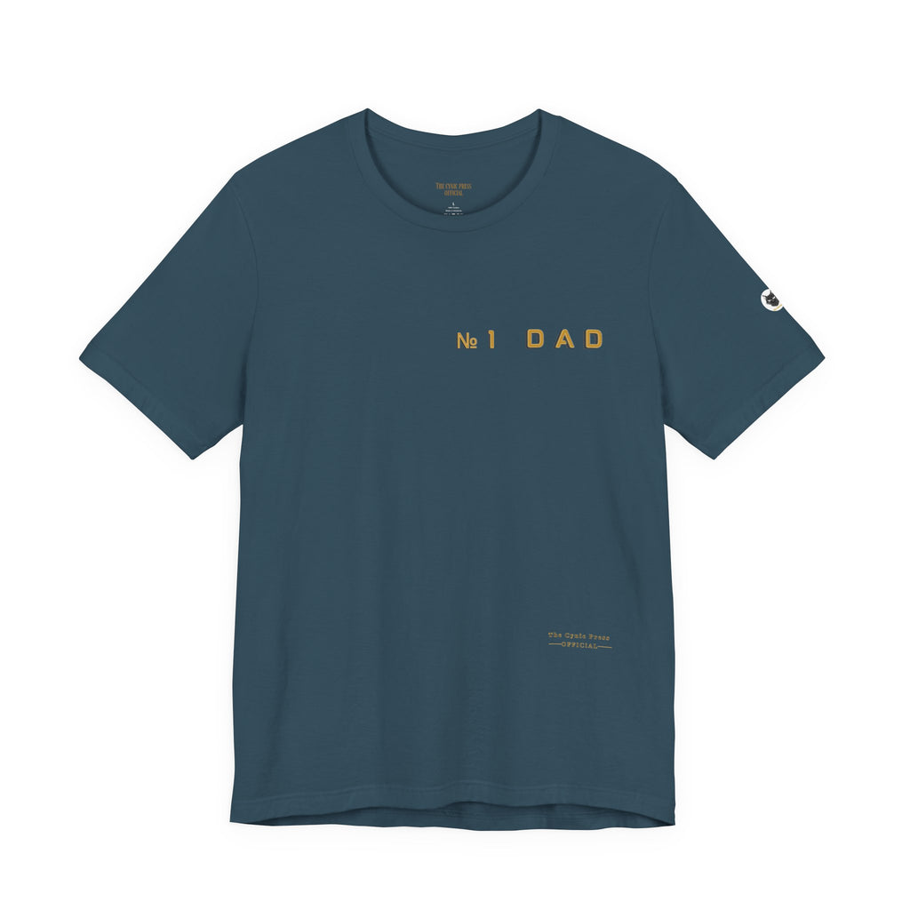 Dad 2026 Crossword T‑Shirt — "No.1 Dad" Gold Badge Father’s Day Tee | Dad Crossword Puzzle T-Shirt | Father's Day Double Sided Graphic Tee | No 1 Dad Shirt Gift for Men