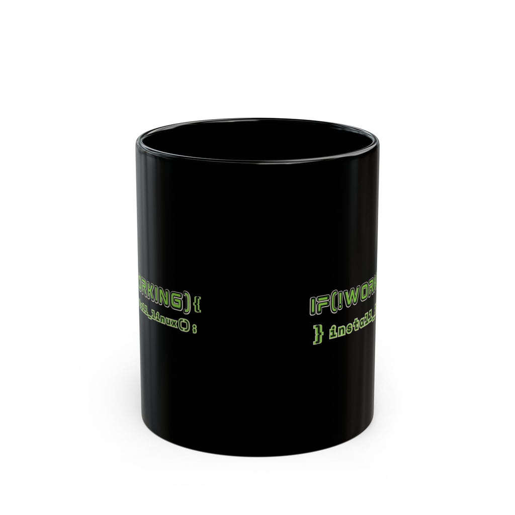 Programming Mug — "If (Networking) { install_linux(); }" Black Coffee Cup (11oz/15oz | Funny Programmer Mug - If Networking Install Linux Black Coffee Cup - 11oz 15oz Geek Tech Gift)