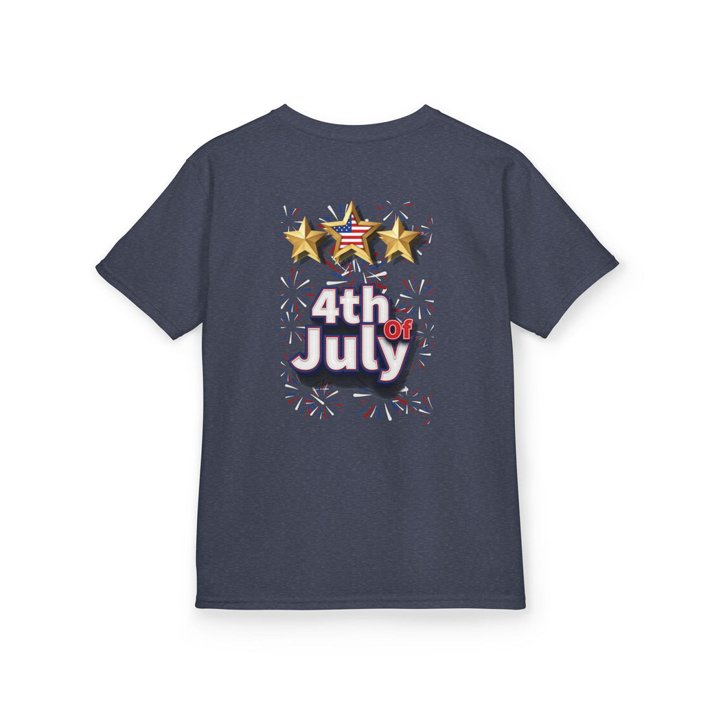 Kids 4th of July Shirt | Patriotic Fireworks & Stars Graphic Tee for Toddlers and Youth