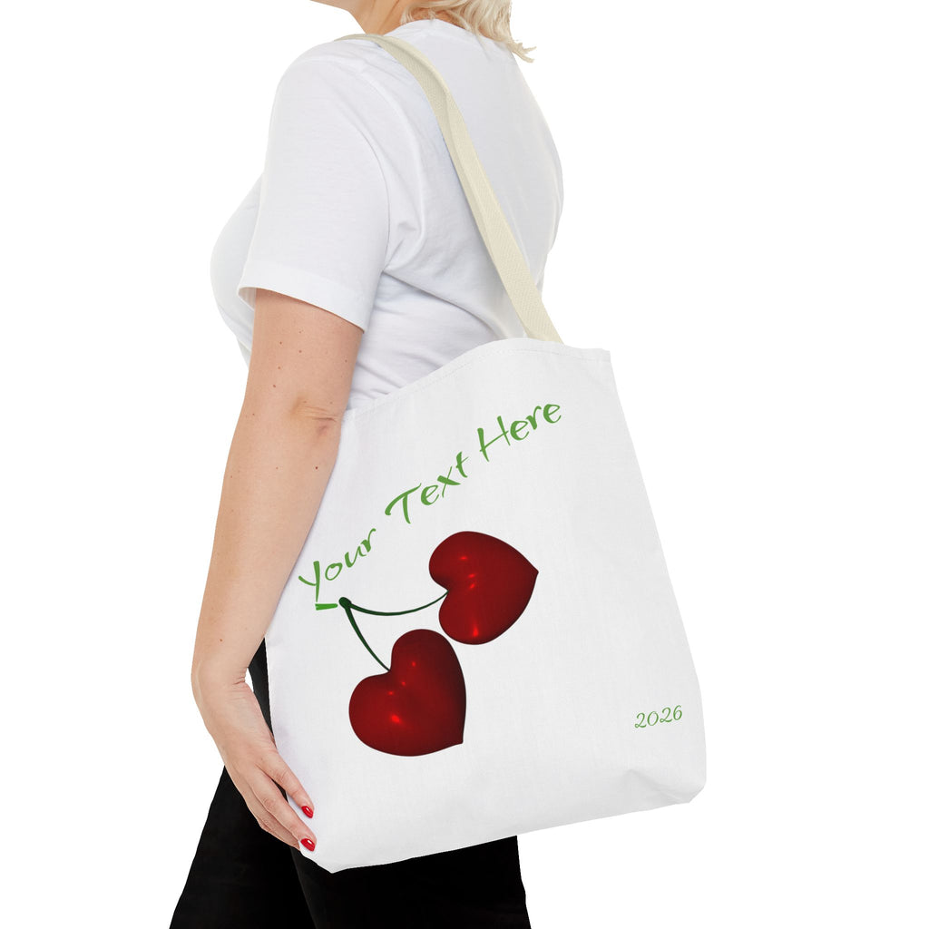 Cherry Hearts Name Tote Bag | Personalized Script _ Name | SanctuaryEssentials