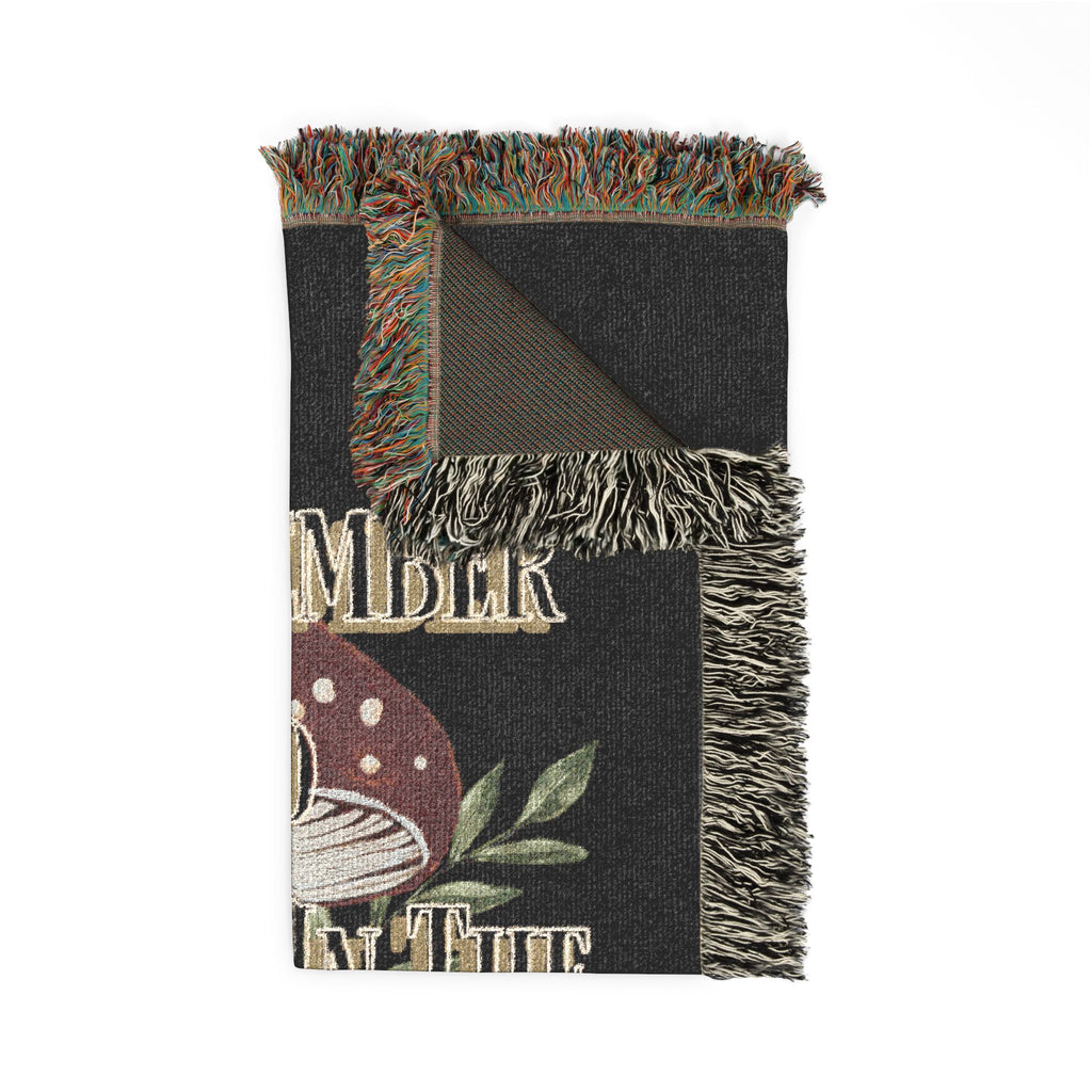 Mushroom Foraging Woven Blanket — Cozy Botanical Toadstool Throw