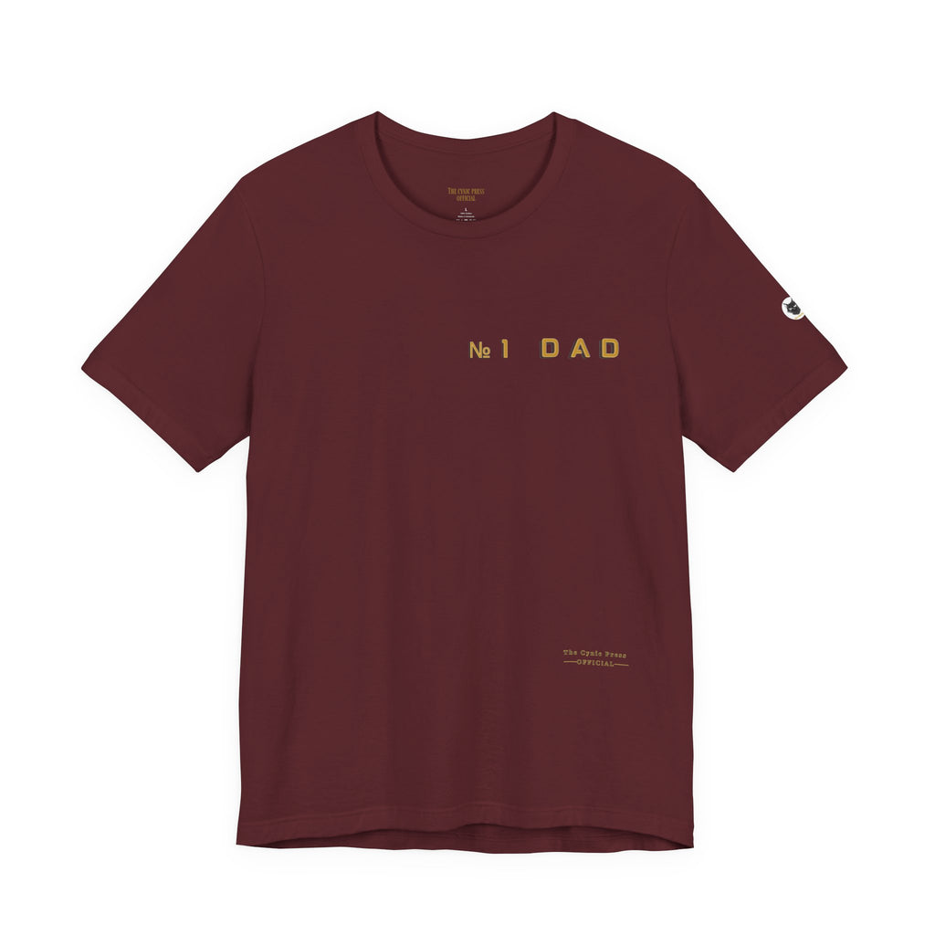 Dad 2026 Crossword T‑Shirt — "No.1 Dad" Gold Badge Father’s Day Tee | Dad Crossword Puzzle T-Shirt | Father's Day Double Sided Graphic Tee | No 1 Dad Shirt Gift for Men