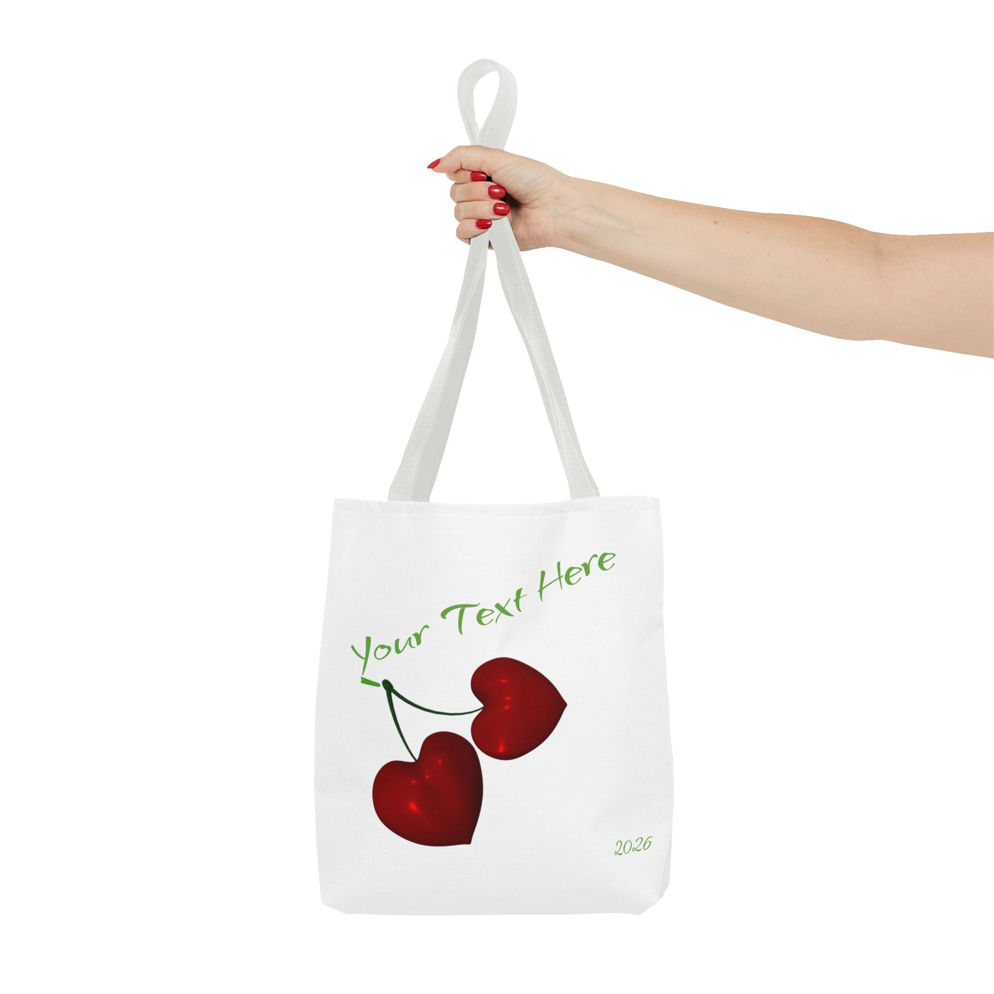 Cherry Hearts Name Tote Bag | Personalized Script _ Name | SanctuaryEssentials