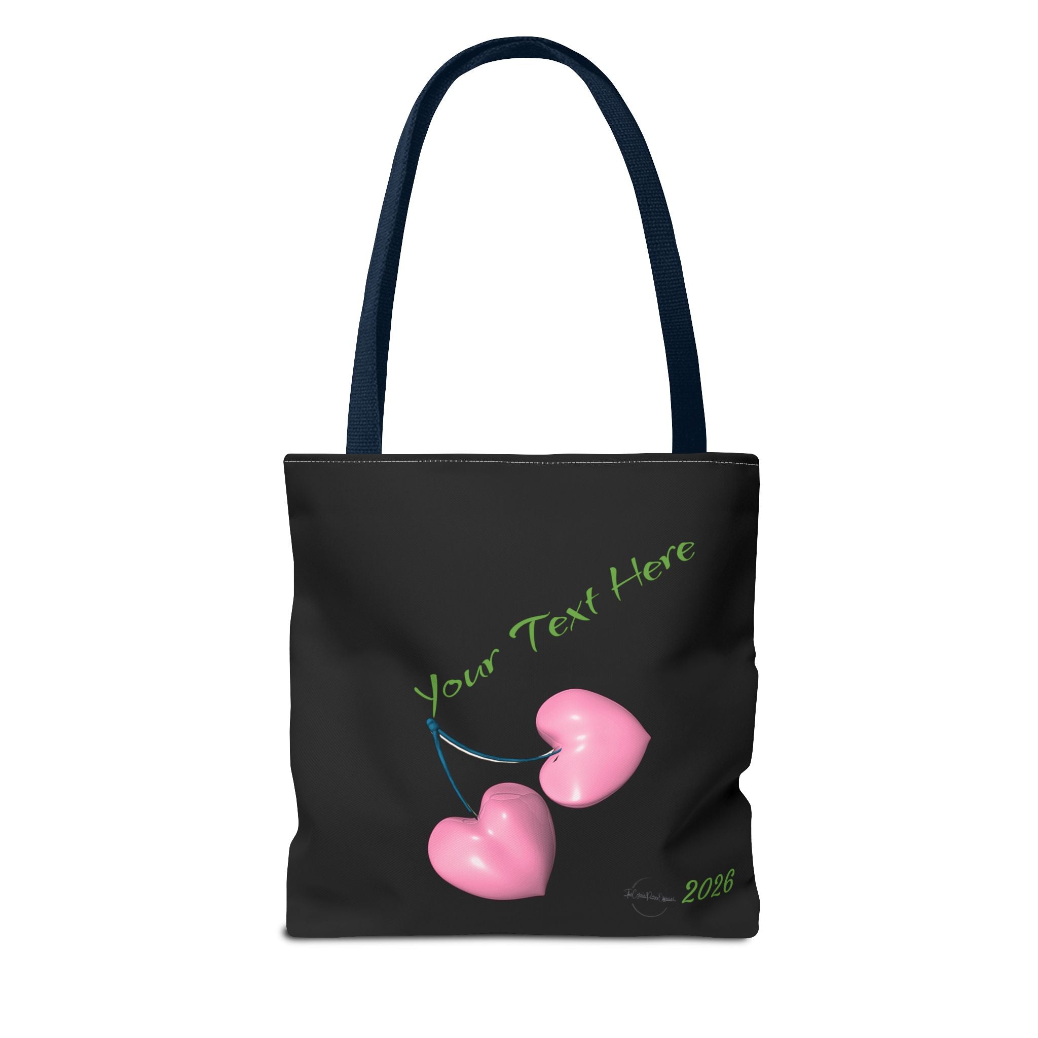 Pink Heart Cherries Tote Bag | Custom Text