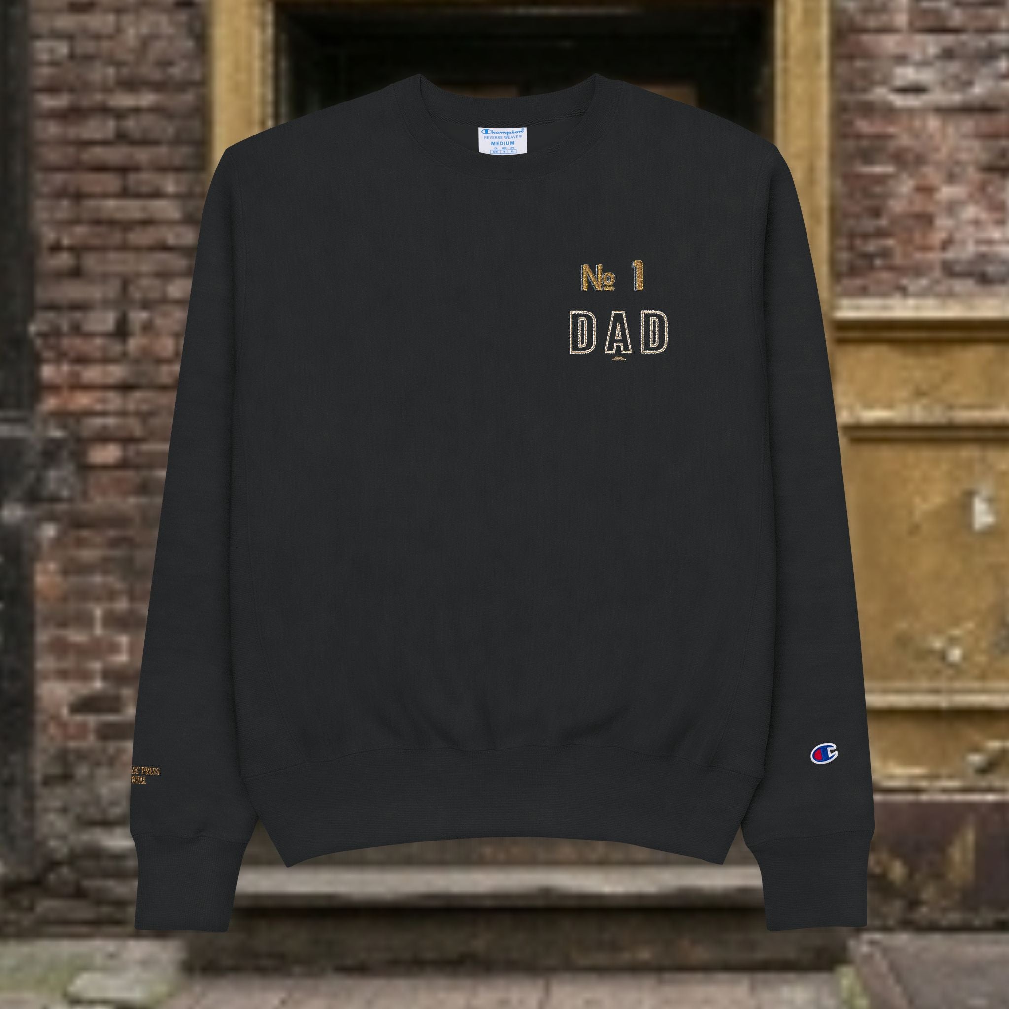 No. 1 Dad Crewneck Sweatshirt — Champion Black Fathers Day Pullover