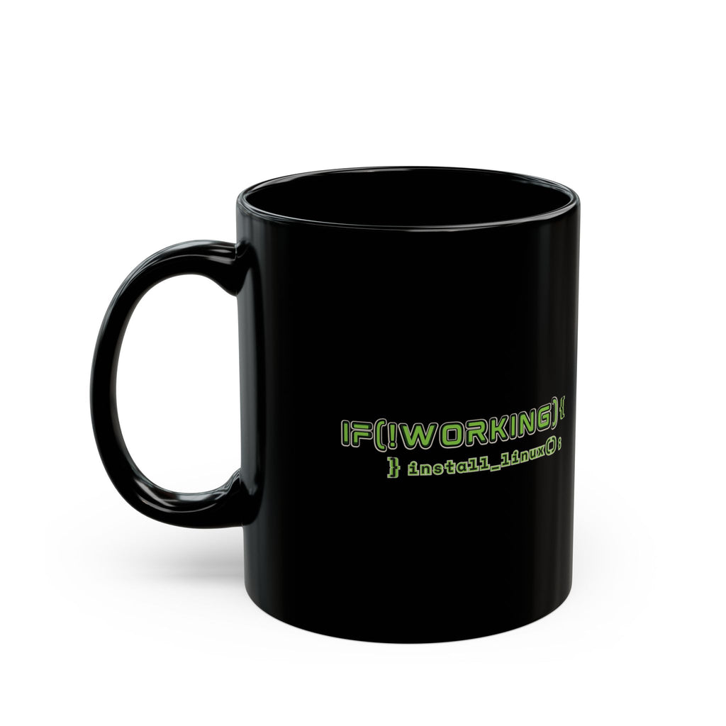Programming Mug — "If (Networking) { install_linux(); }" Black Coffee Cup (11oz/15oz | Funny Programmer Mug - If Networking Install Linux Black Coffee Cup - 11oz 15oz Geek Tech Gift)