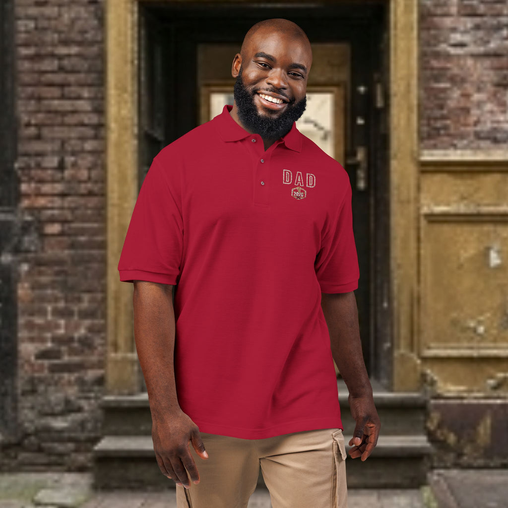 Embroidered Floral Crest Polo Shirt - Premium Father's Day Gift - Elegant Men's Business Casual Golf Polo
