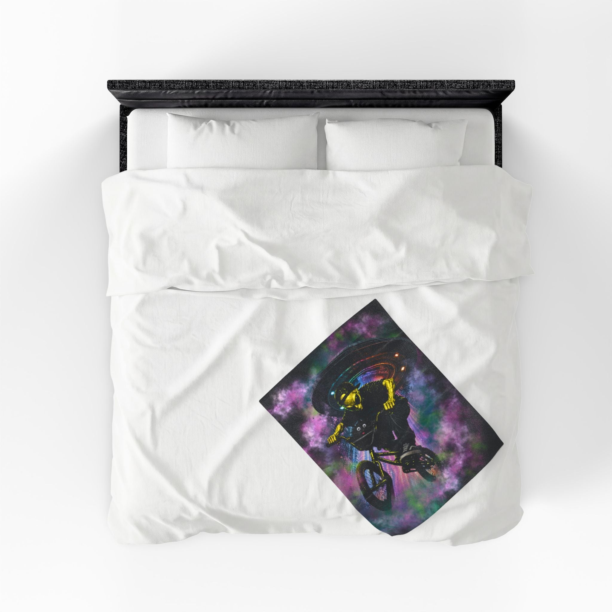 BMX Galaxy Velveteen Plush Blanket – Cosmic Extreme Sports Throw Blanket for Kids, Teens & BMX Riders