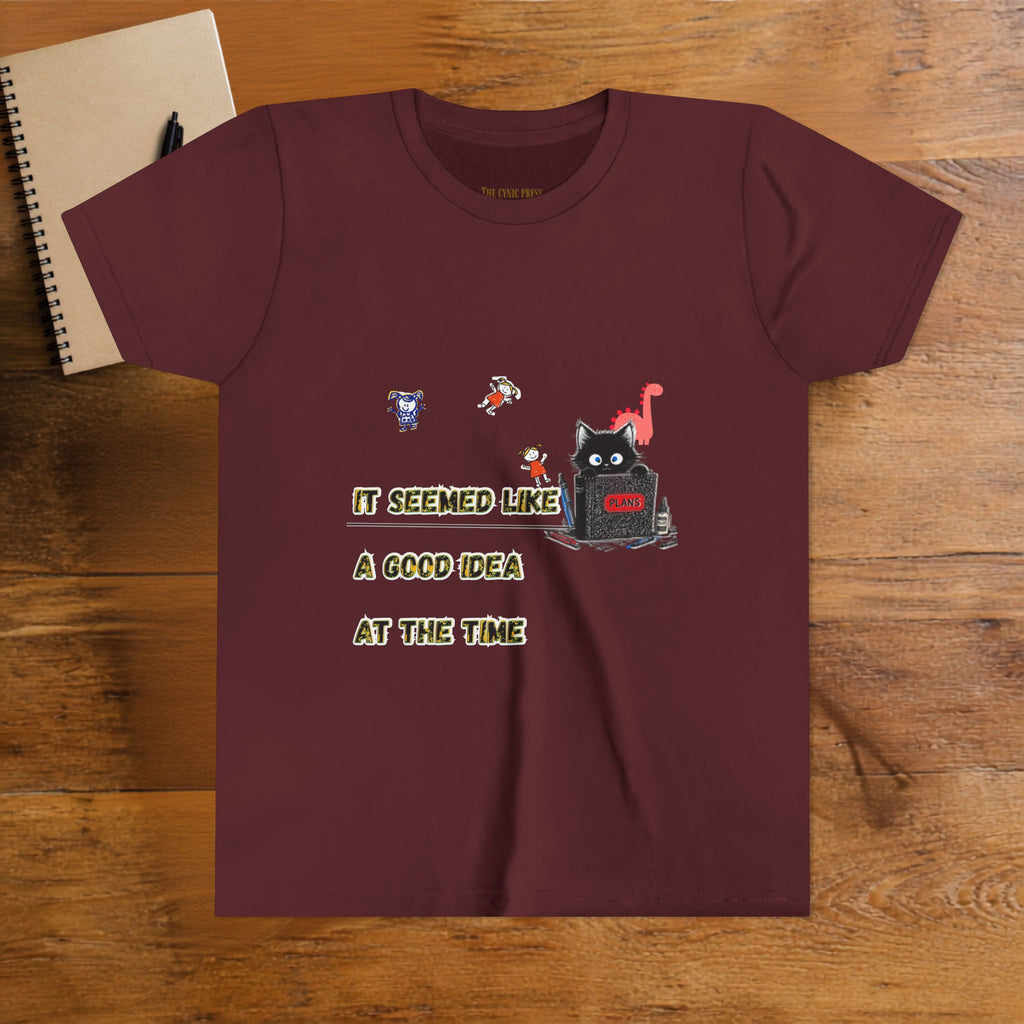 : It Seemed Like A Good Idea At The Time Black Cat Graphic Tee - Cynical Cute Unisex Crewneck
