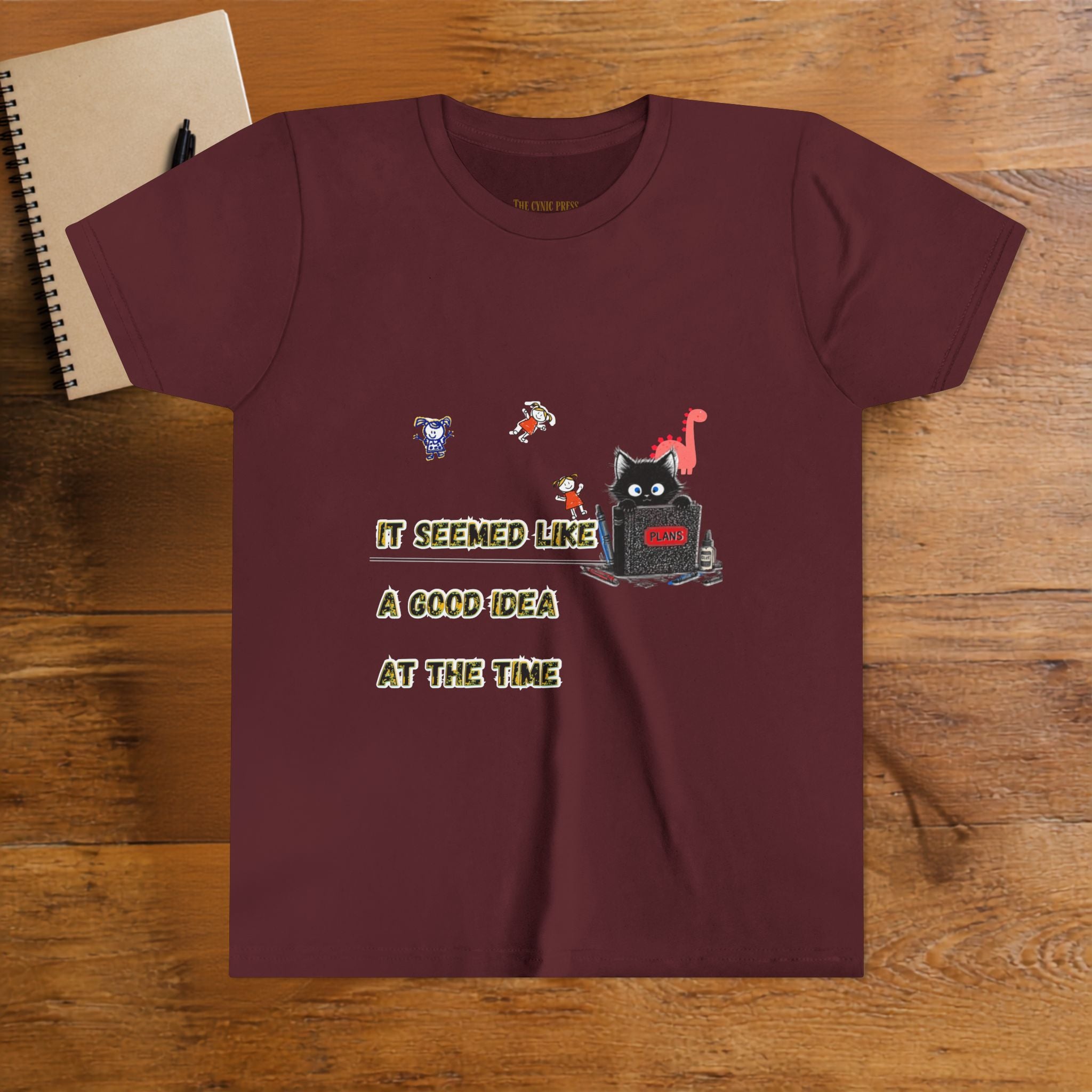 : It Seemed Like A Good Idea At The Time Black Cat Graphic Tee - Cynical Cute Unisex Crewneck