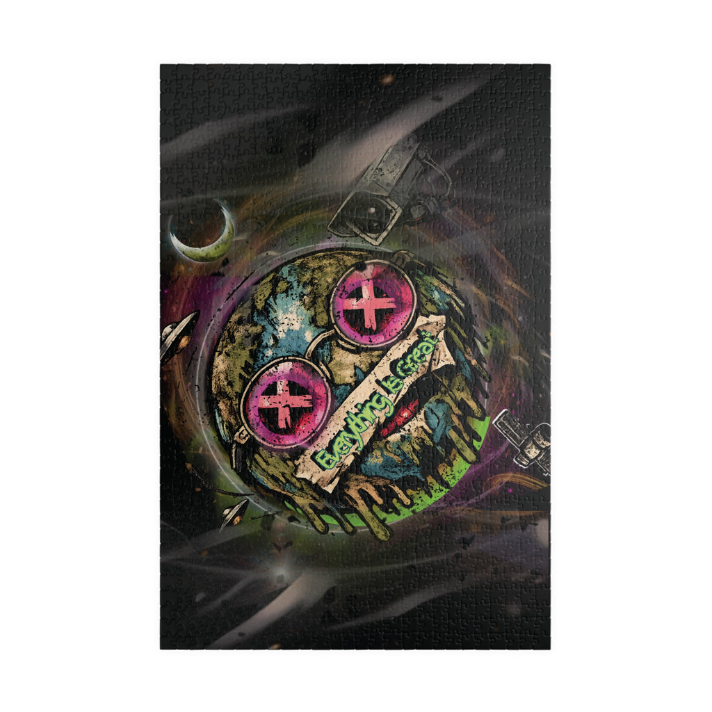 Dark Humor Earth Puzzle – Everything Is Great | Sarcastic Apocalypse Artwork Jigsaw Puzzle | Everything Is Great Earth Puzzle | Dark Humor Jigsaw Puzzle | Cynical Apocalypse Art Puzzle | Sarcastic...