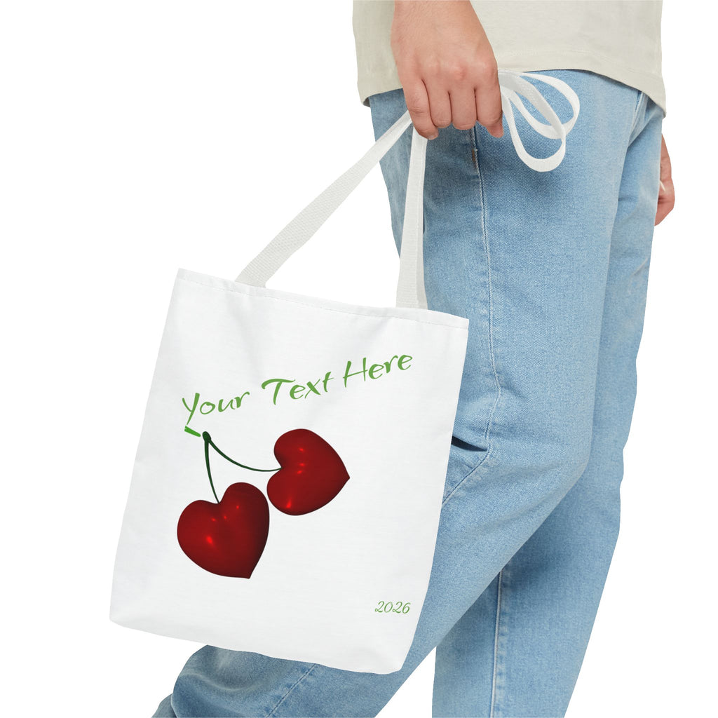 Cherry Hearts Name Tote Bag | Personalized Script _ Name | SanctuaryEssentials