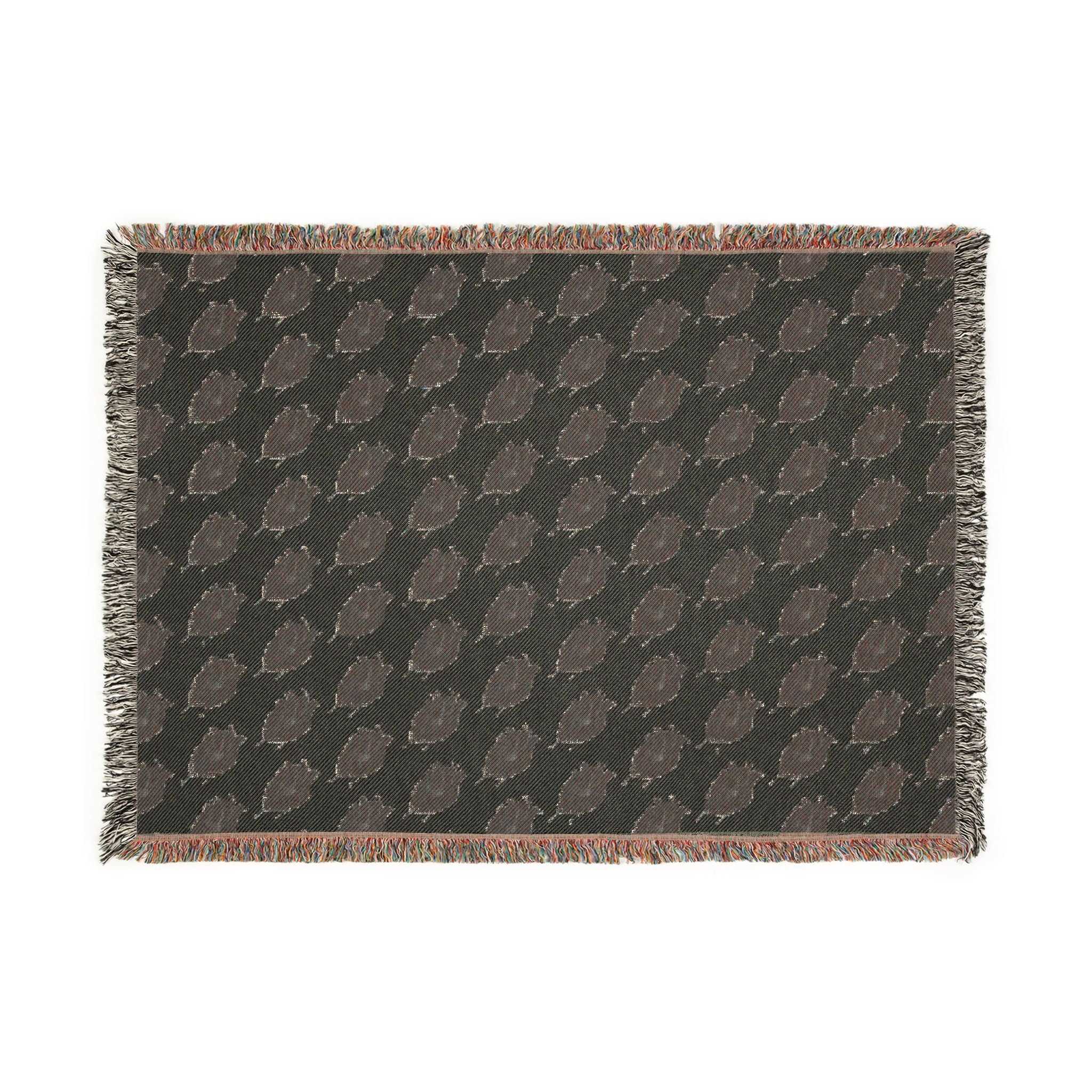 Stay cozy bundled up in a Woven  "Little Dark Heart" Throw Blanket — Reversible Boho Plaid Pattern