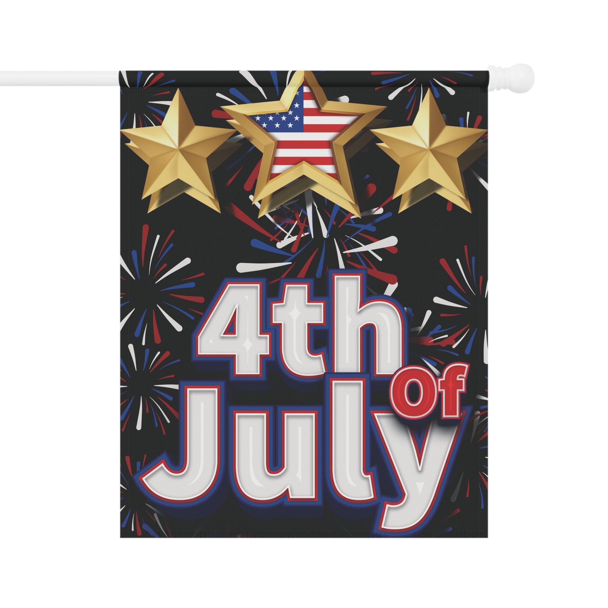 4th of July Garden Flag | Patriotic Stars & Fireworks Outdoor Yard Decor