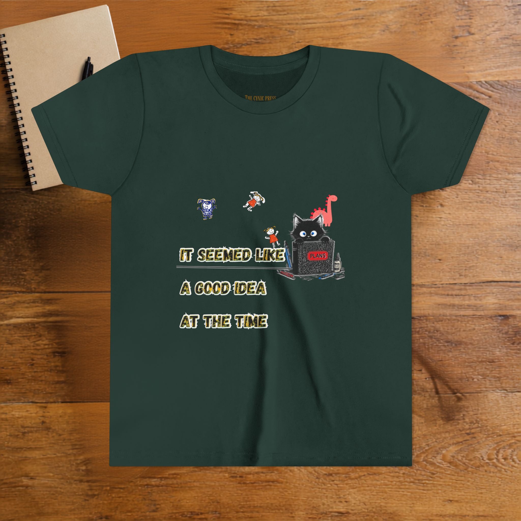 : It Seemed Like A Good Idea At The Time Black Cat Graphic Tee - Cynical Cute Unisex Crewneck