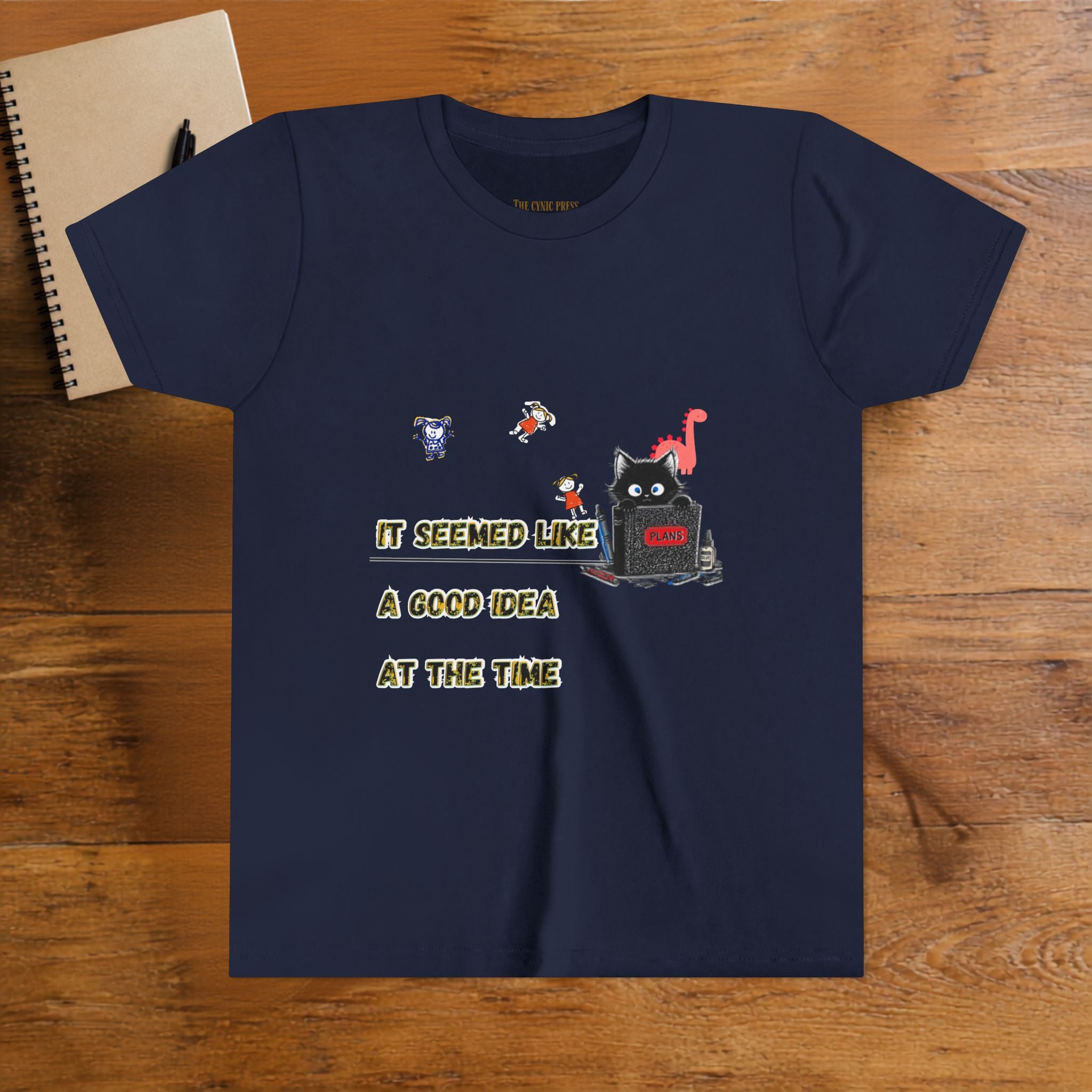 : It Seemed Like A Good Idea At The Time Black Cat Graphic Tee - Cynical Cute Unisex Crewneck
