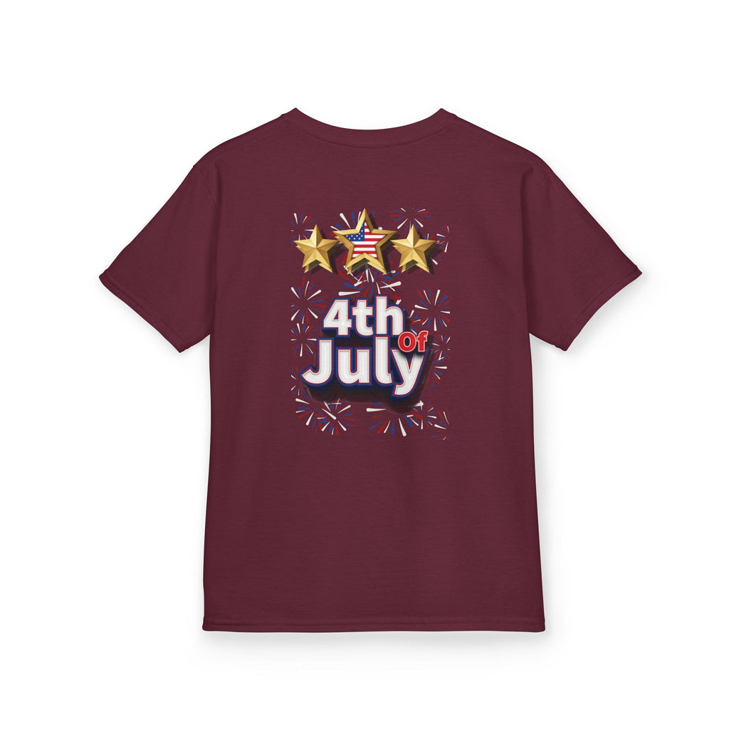 Kids 4th of July Shirt | Patriotic Fireworks & Stars Graphic Tee for Toddlers and Youth