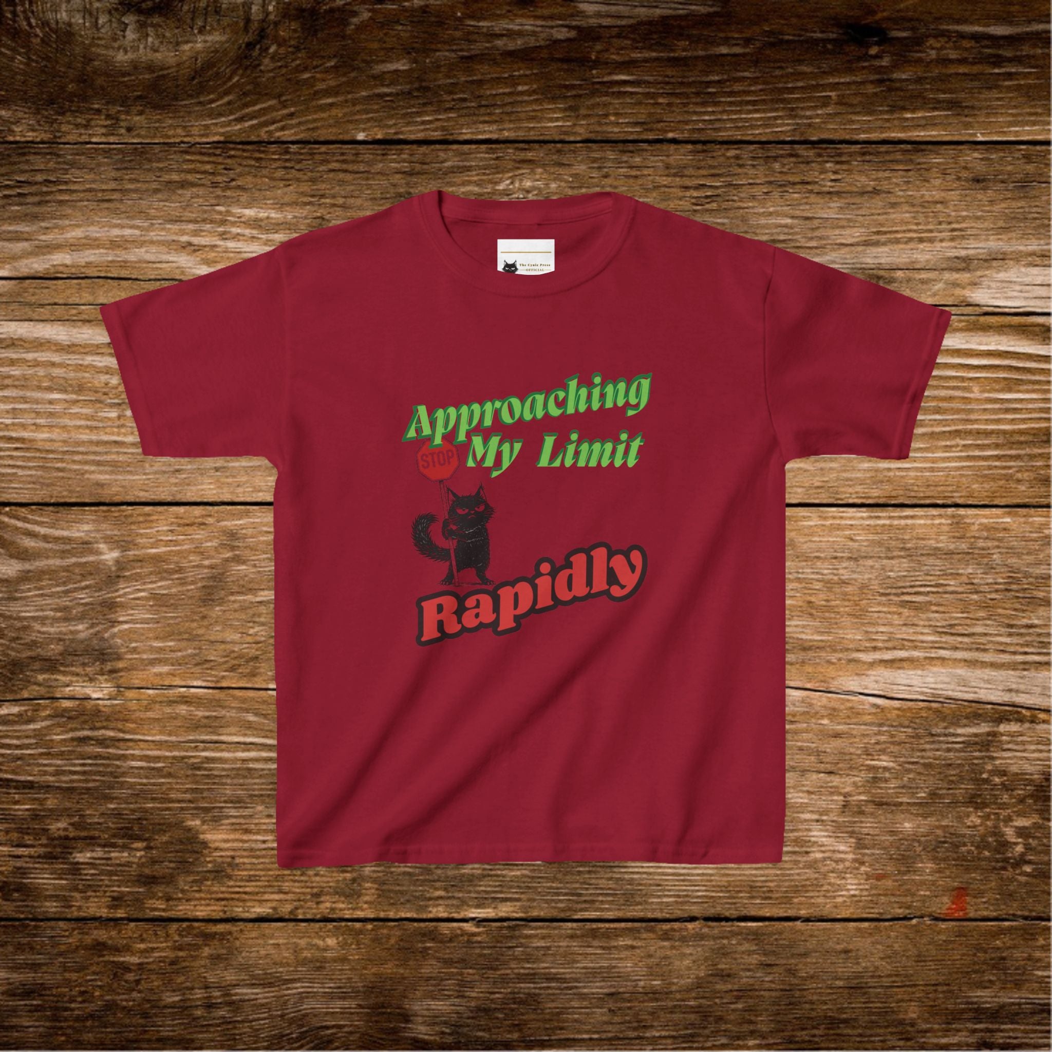 Kids T-Shirt — Approaching My Limit Stop Rapidly Cat Graphic Tee