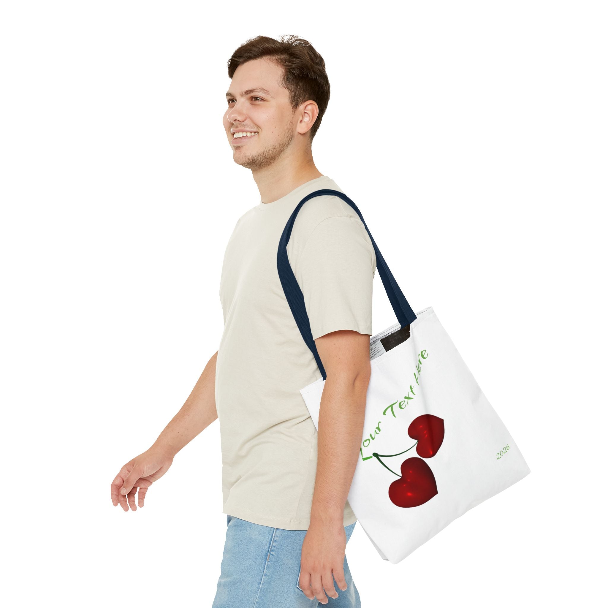 Cherry Hearts Name Tote Bag | Personalized Script _ Name | SanctuaryEssentials