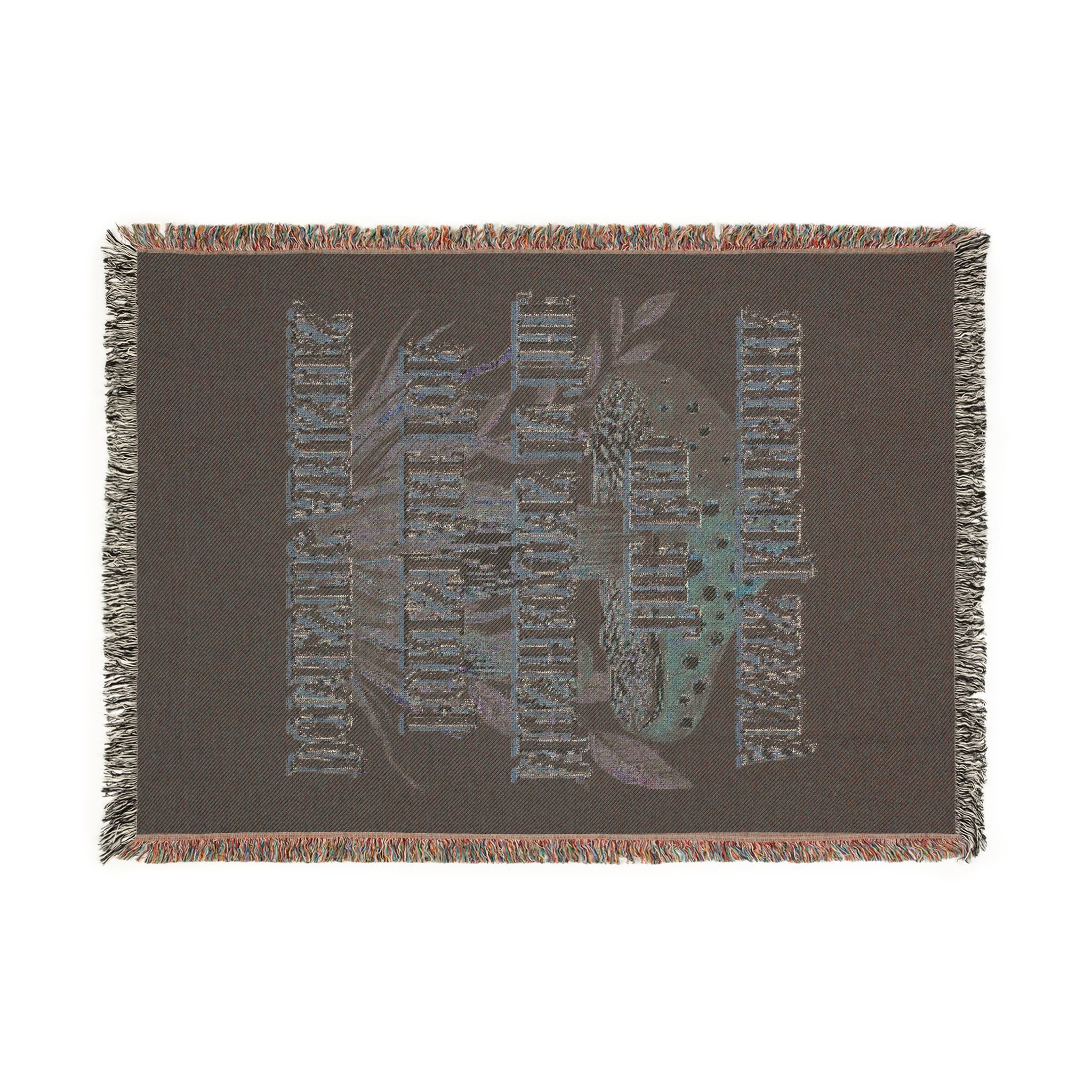 Mushroom Foraging Woven Blanket — Cozy Botanical Toadstool Throw