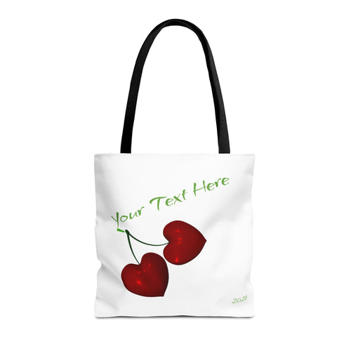 Cherry Hearts Name Tote Bag | Personalized Script _ Name | SanctuaryEssentials