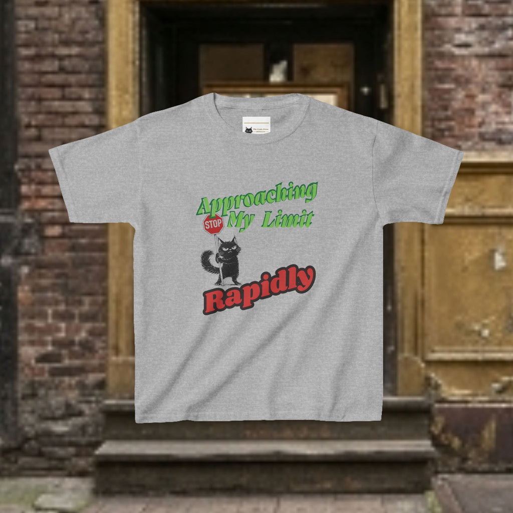Kids T-Shirt — Approaching My Limit Stop Rapidly Cat Graphic Tee