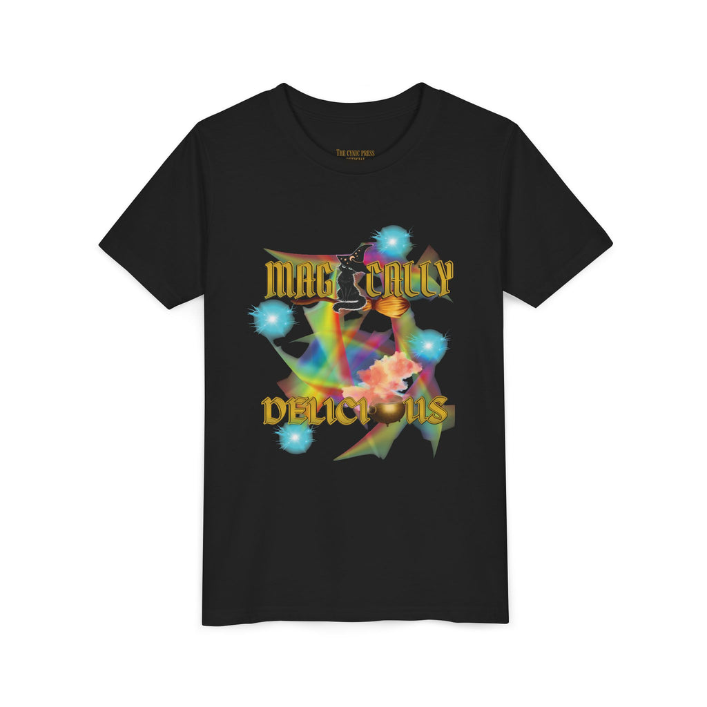 Magically Delicious Wizard Cat – Wizard Cat Glow Tee   - Wizard Cat Spell Bowl Tee – Fantasy Graphic